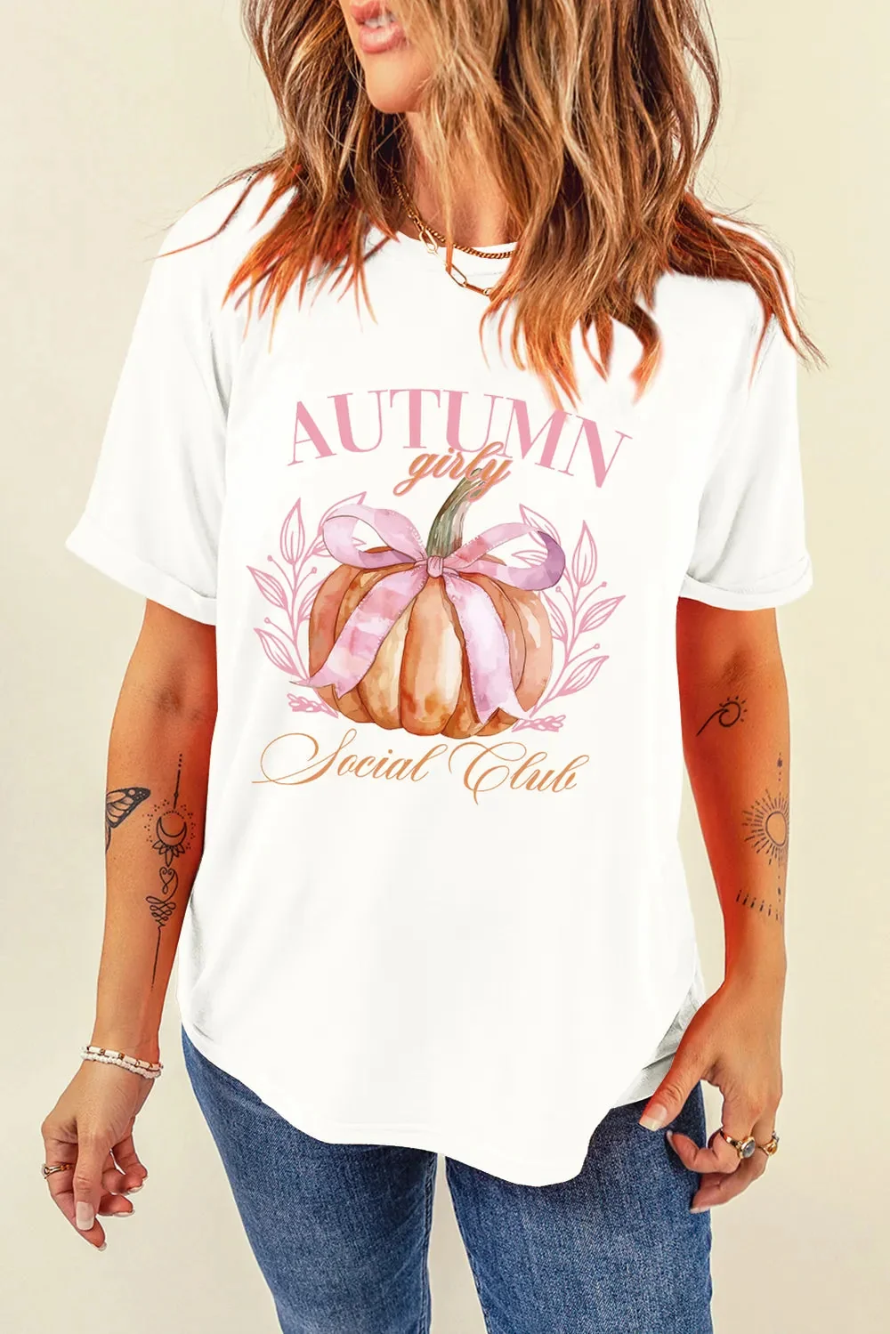 Pumpkin Graphic White Short Sleeve T-Shirt