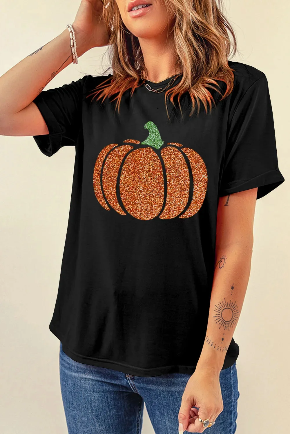 Sparkling Pumpkin Short Sleeve Tee Black