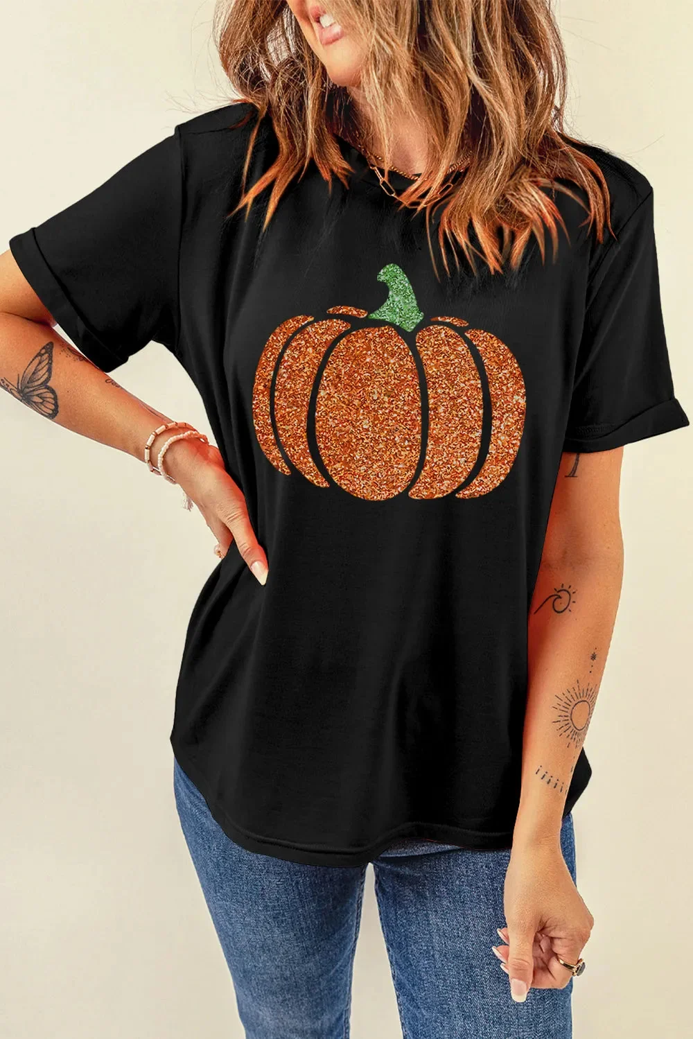 Sparkling Pumpkin Short Sleeve Tee Black