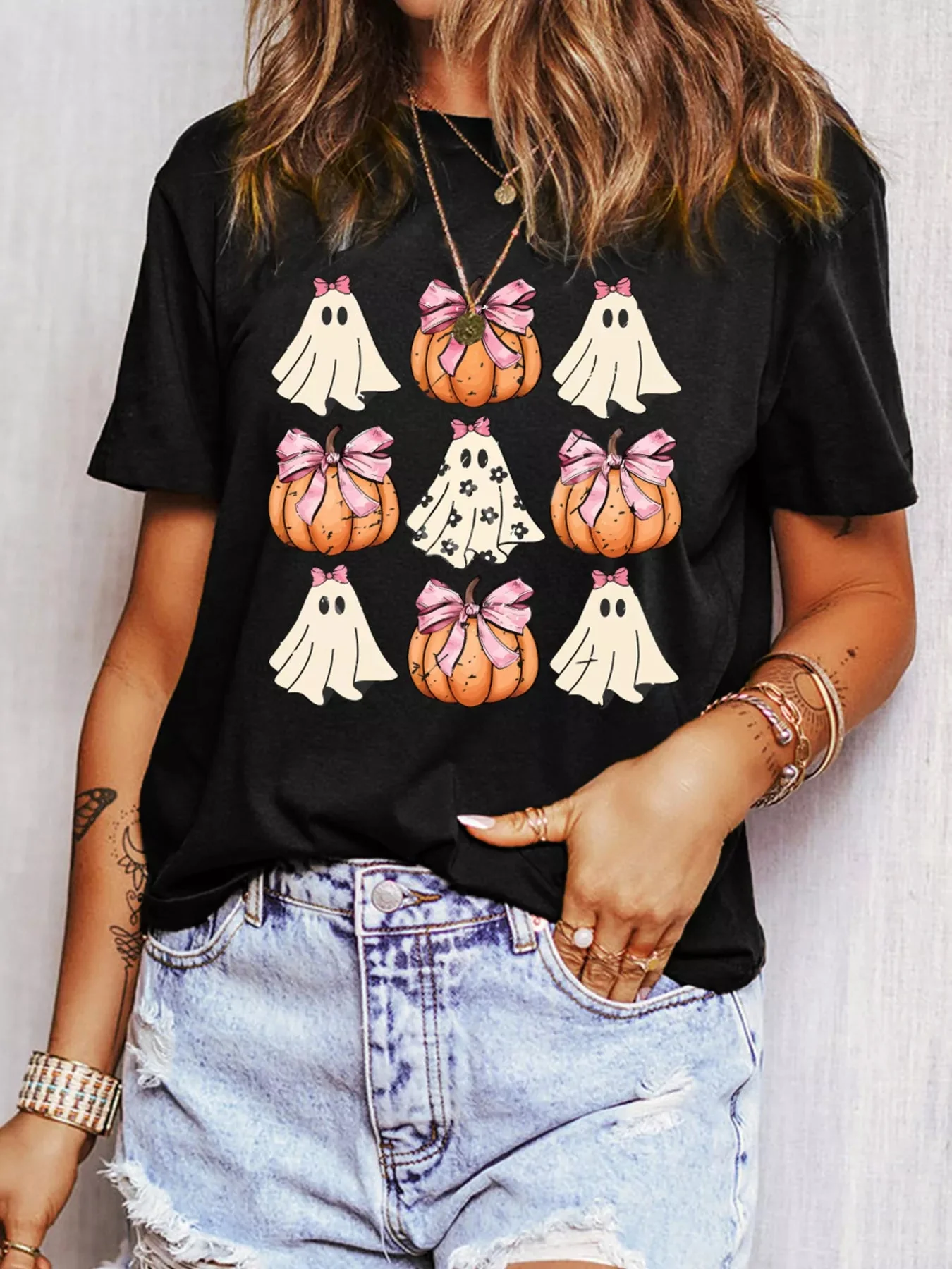 Halloween Ghost Pumpkin Graphic T-Shirt