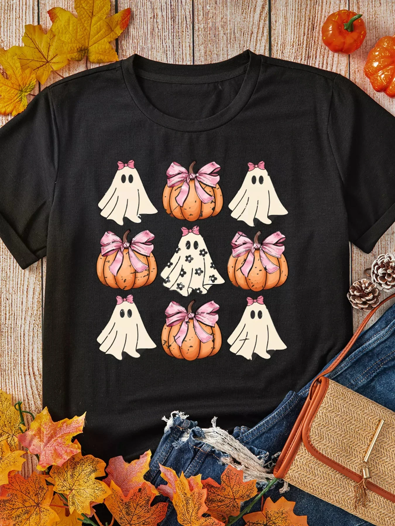 Halloween Ghost Pumpkin Graphic T-Shirt