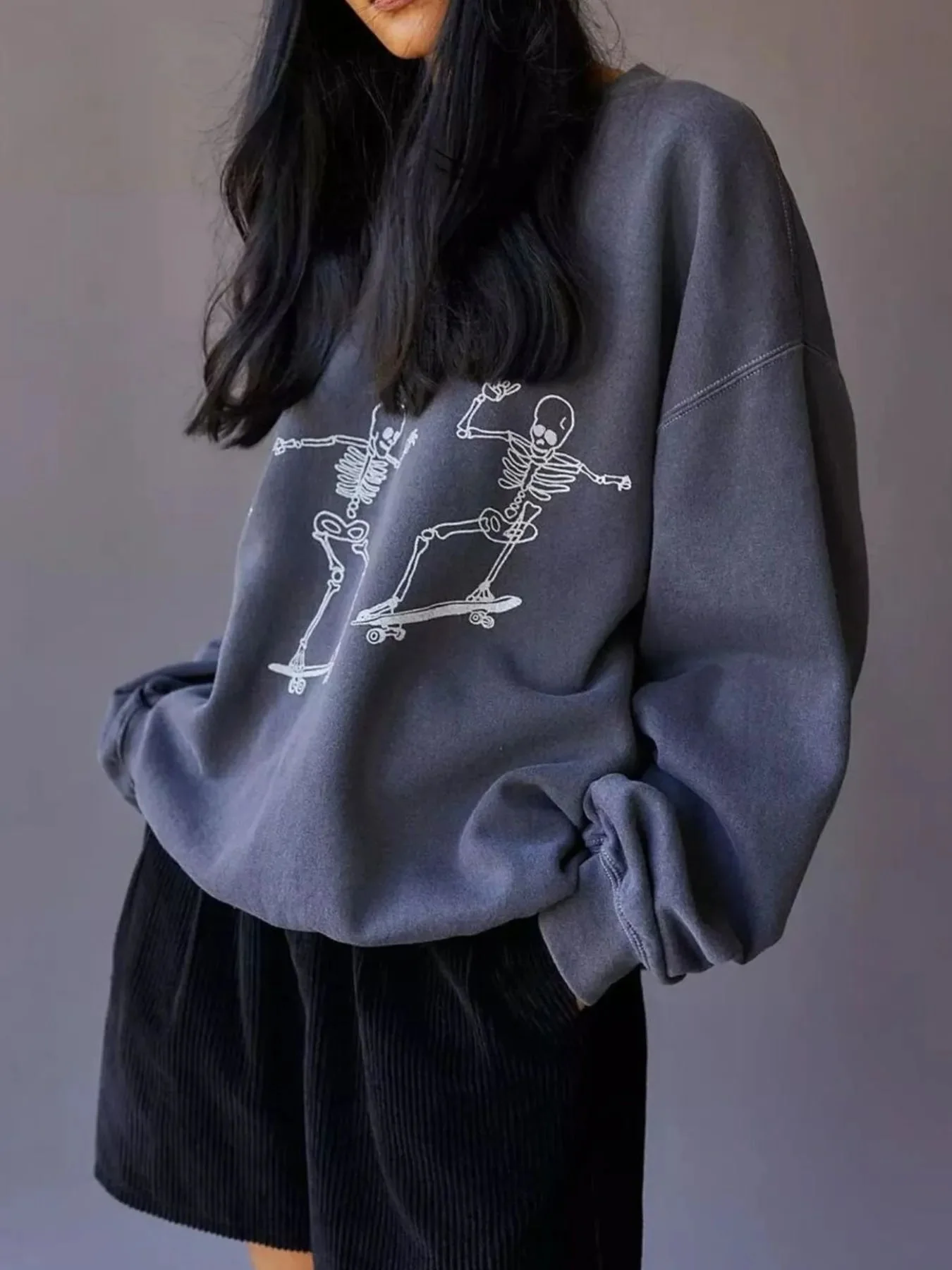 Oversized Skeleton Graphic Sweater