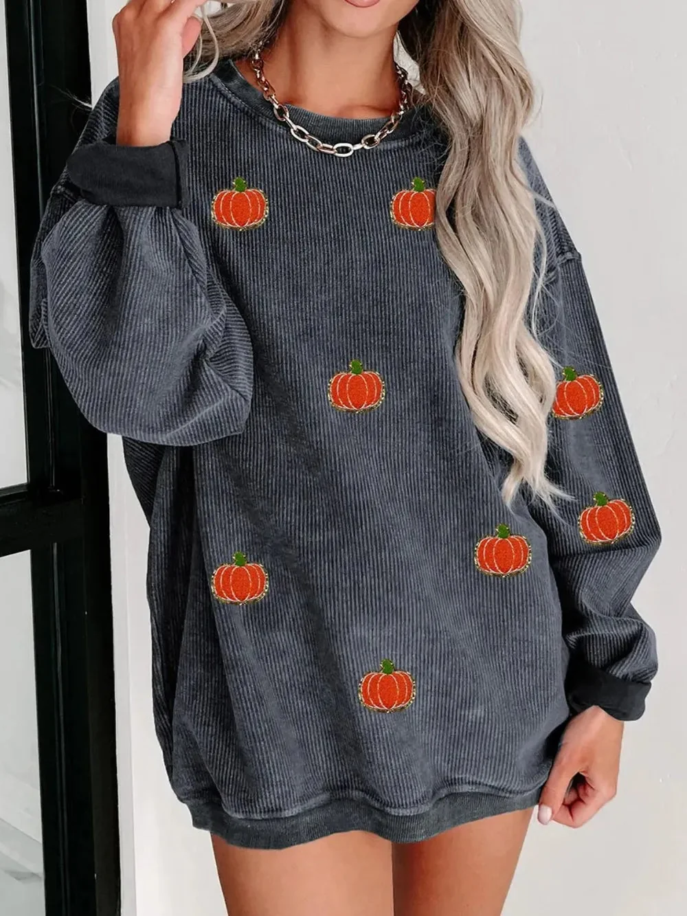 Cozy Pumpkin Long Sleeve Sweatshirt for Women