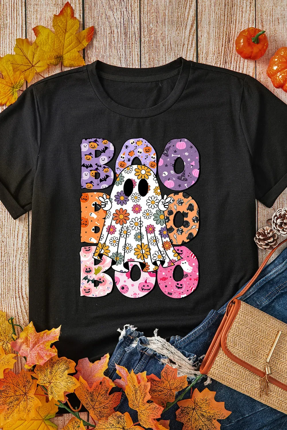 BOO Ghost Graphic Black Short Sleeve Shirt
