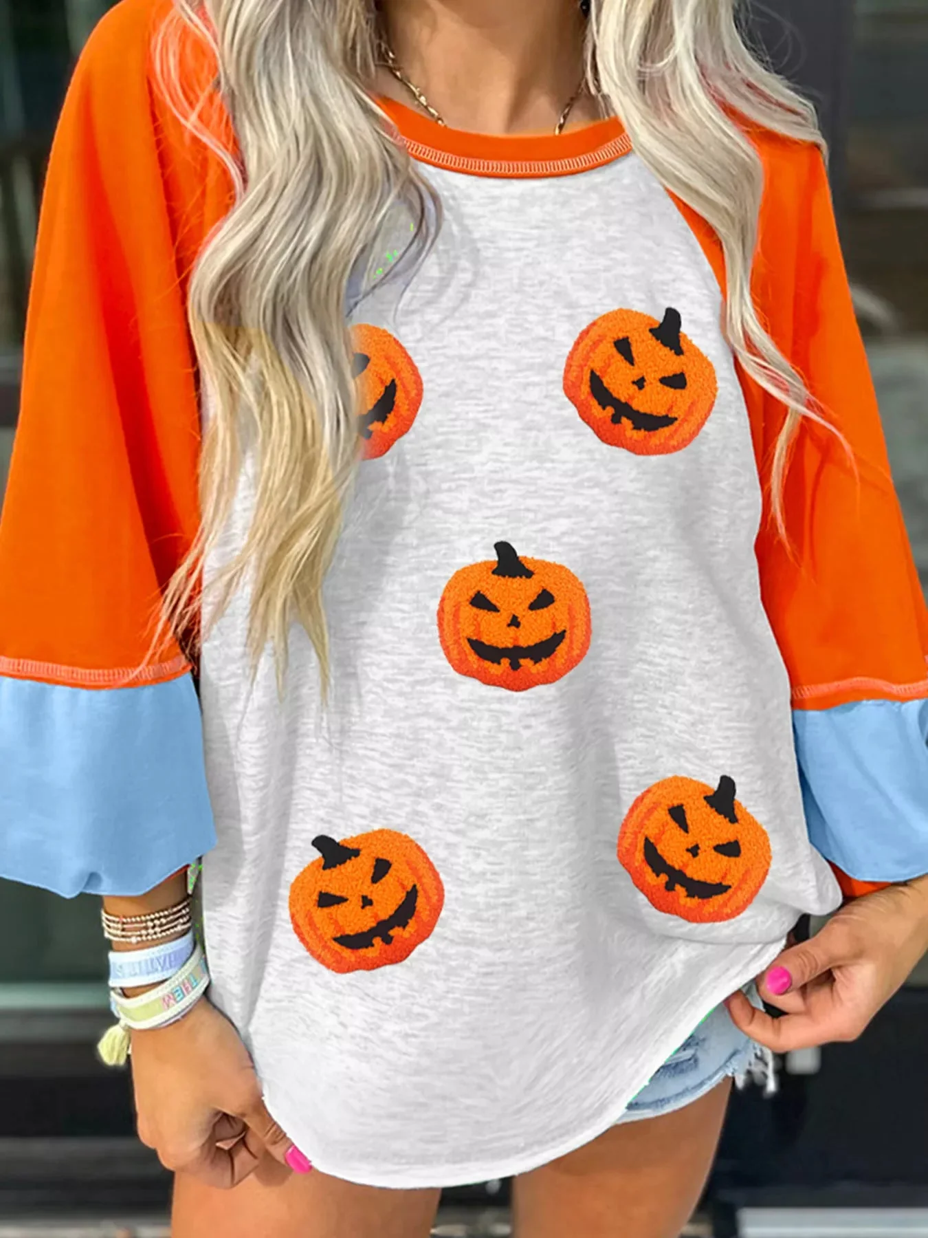 Pumpkin Print Long Sleeve Shirt - Halloween Theme
