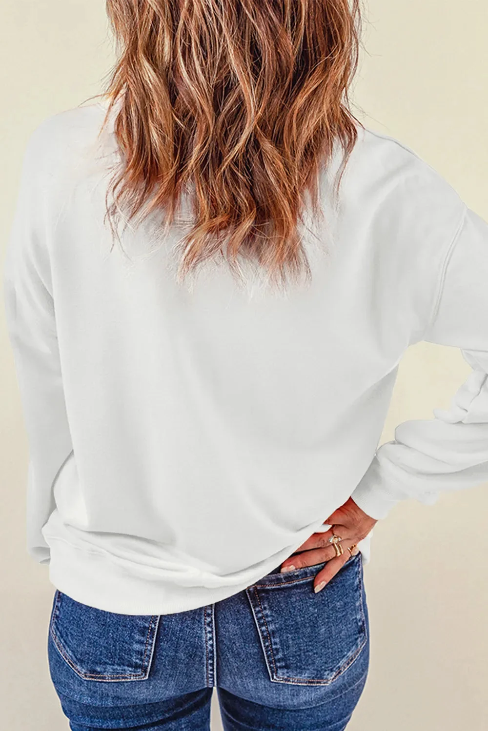 Cute Pumpkin Graphic Long Sleeve Sweatshirt in White