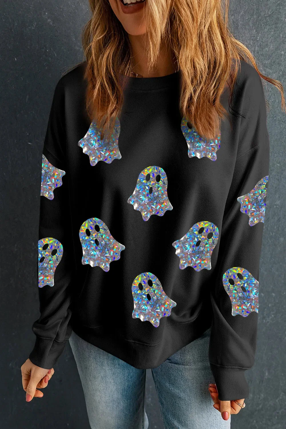 Black Round Neck Long Sleeve Shirt