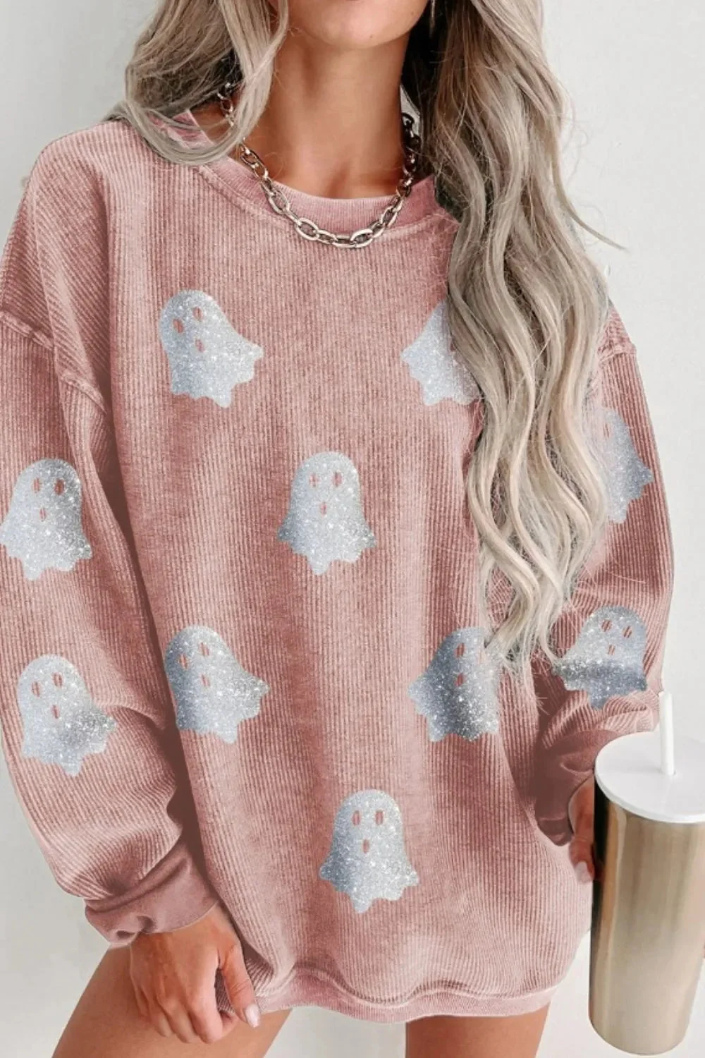 Pale Blush Oversized Sweatshirt for Women