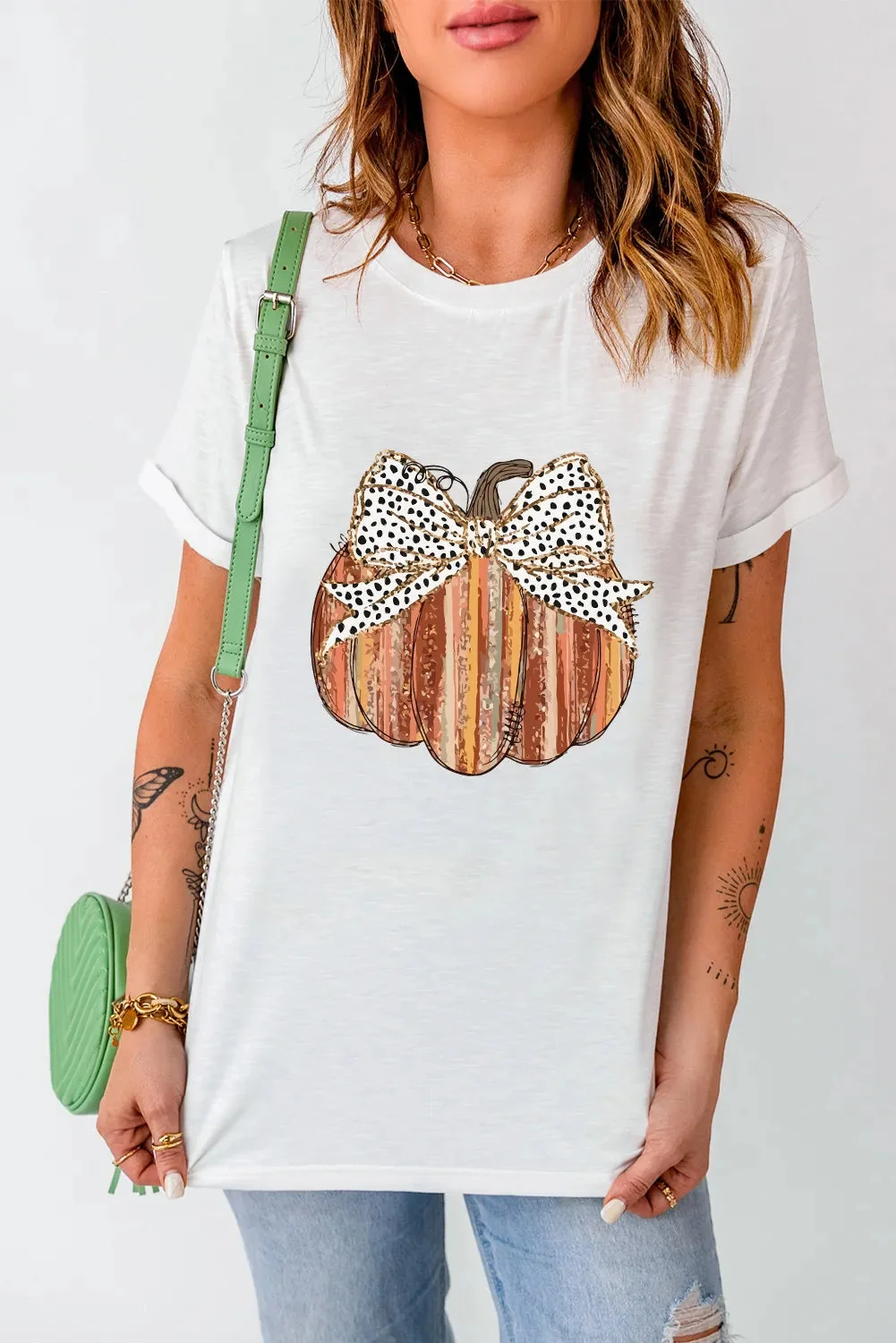 Pumpkin Print Short Sleeve T-Shirt