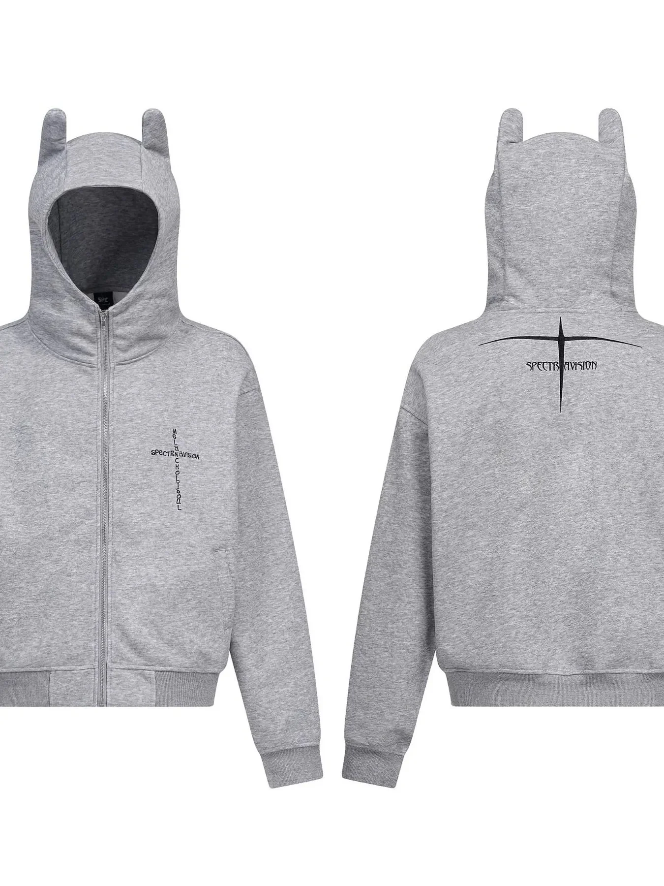 Devil Horn Zip-Up Hoodie - Mens Fashion Sweatshirt