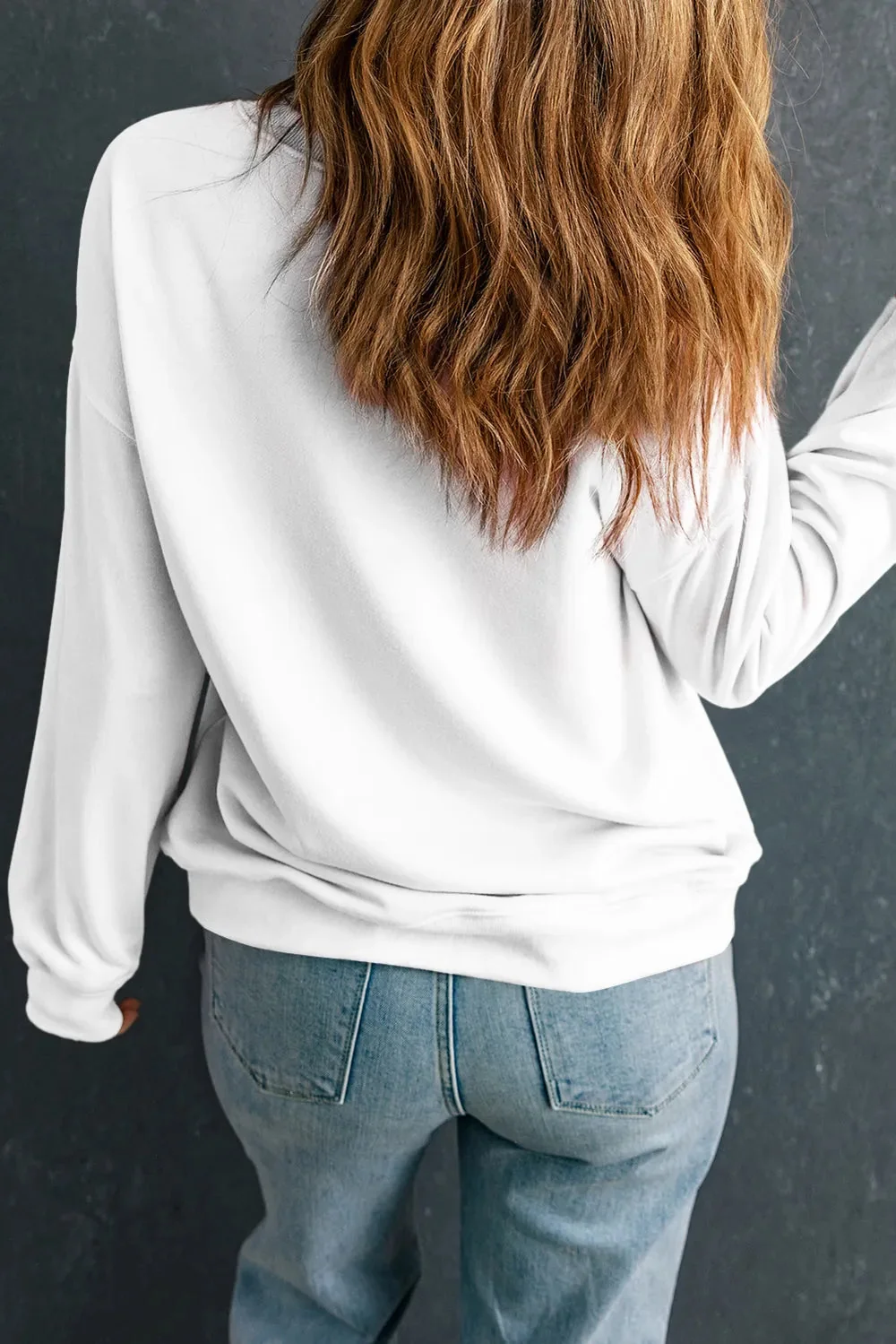 Pumpkin Graphic Long Sleeve White Sweatshirt Womens Fall Fashion
