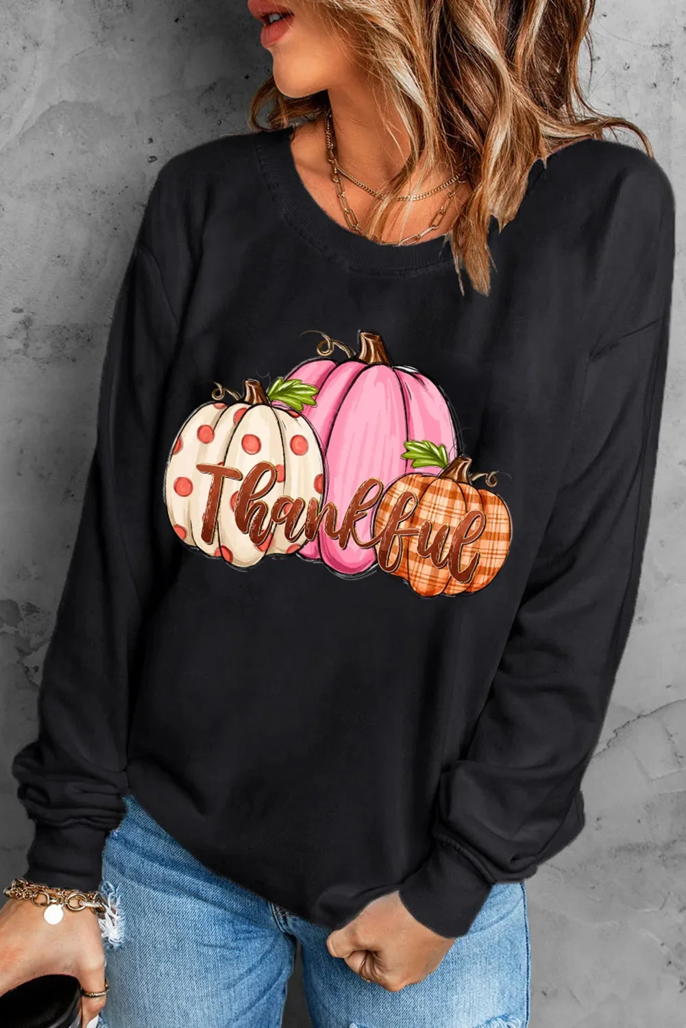 Black Pumpkin Graphic Sweatshirt