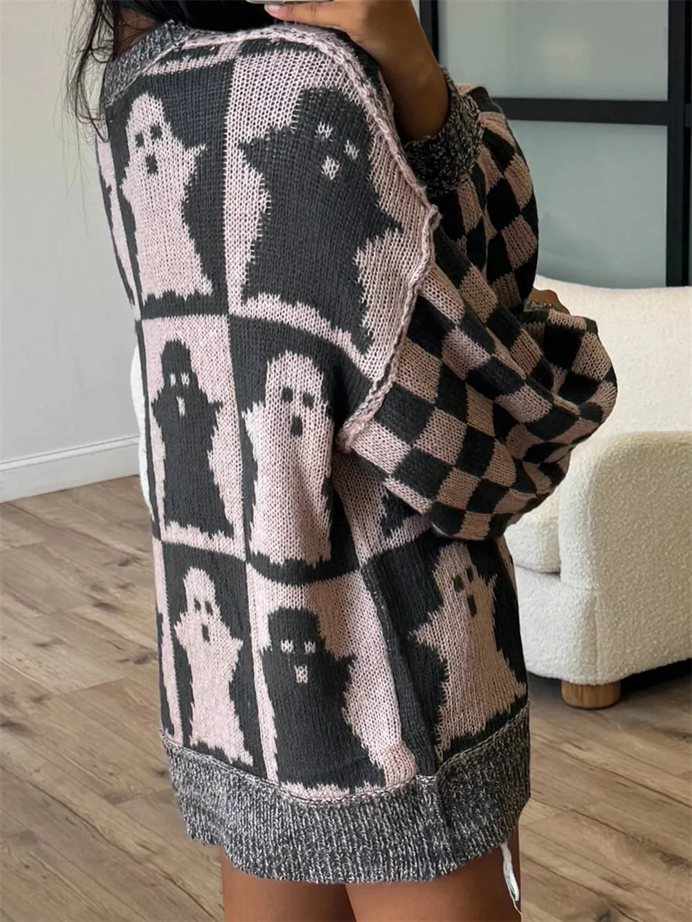 Dropped Shoulder Long Sleeve Sweater in Dusty Pink or Black