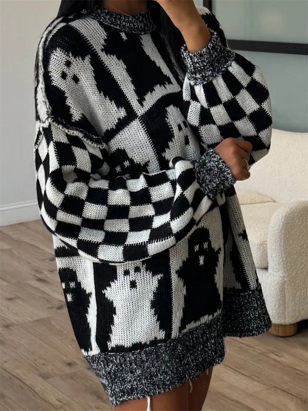 Dropped Shoulder Long Sleeve Sweater in Dusty Pink or Black