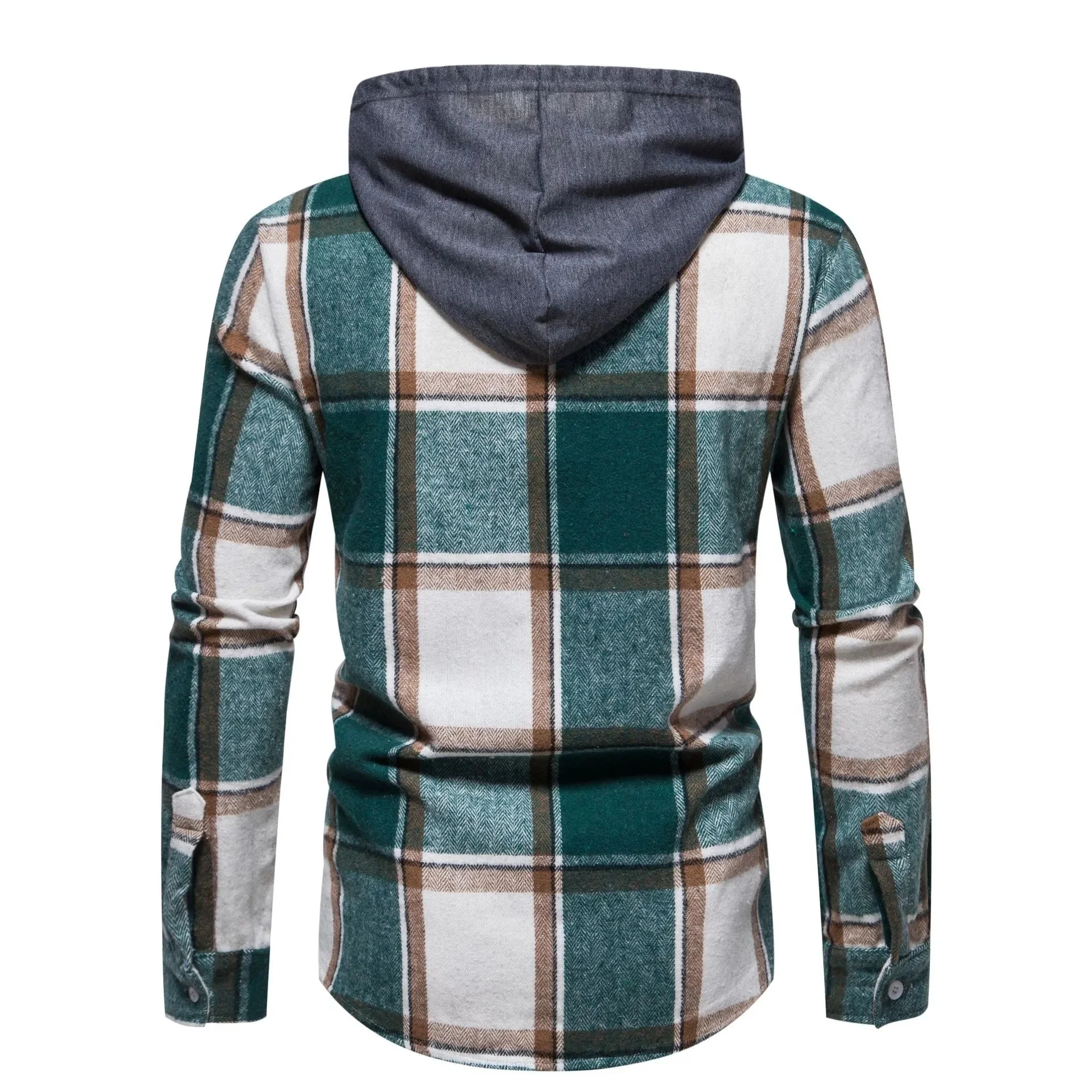 Green Plaid Mens Button-Up Shirt