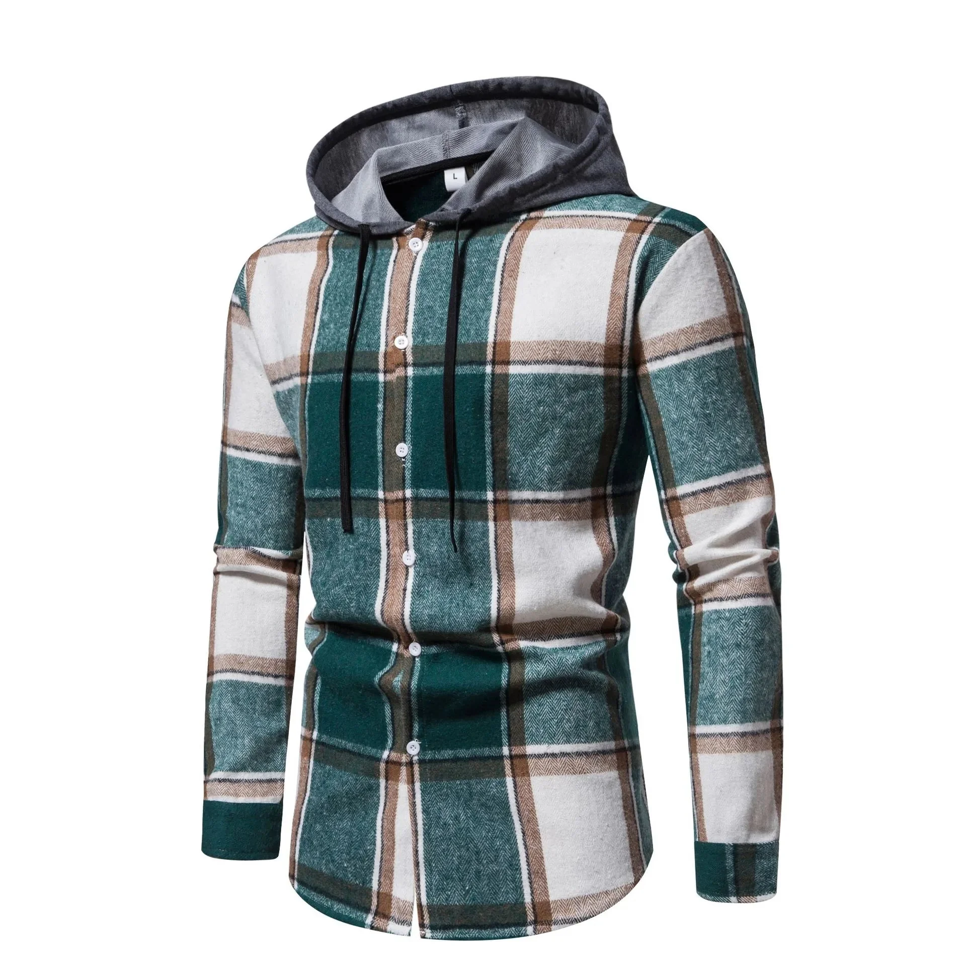 Green Plaid Mens Button-Up Shirt