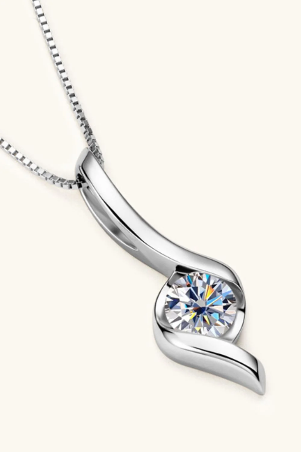 1 Carat Moissanite Sterling Silver Necklace - Elegant Jewelry