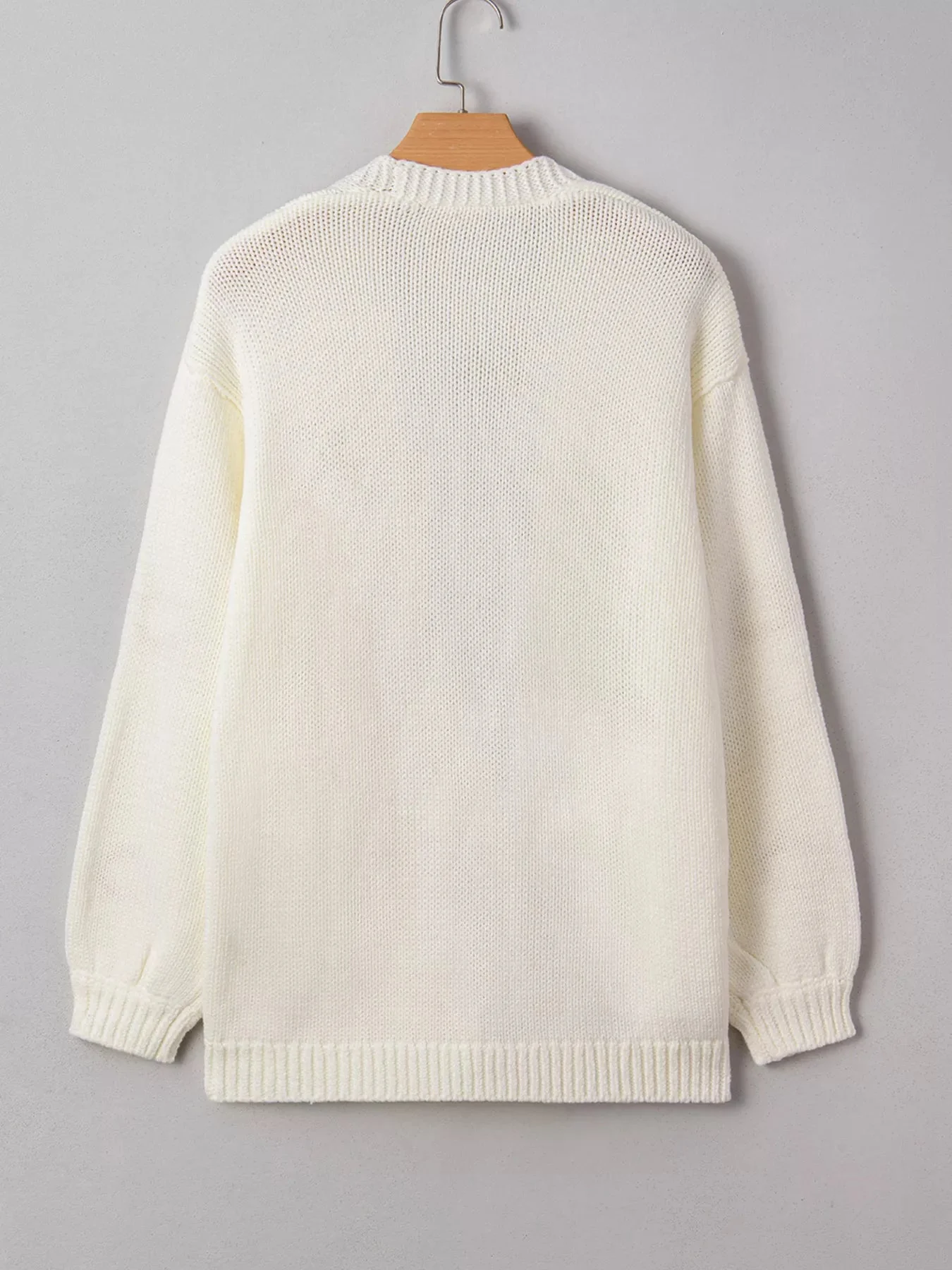 Pumpkin Embroidered Knit Cardigan Sweater in White