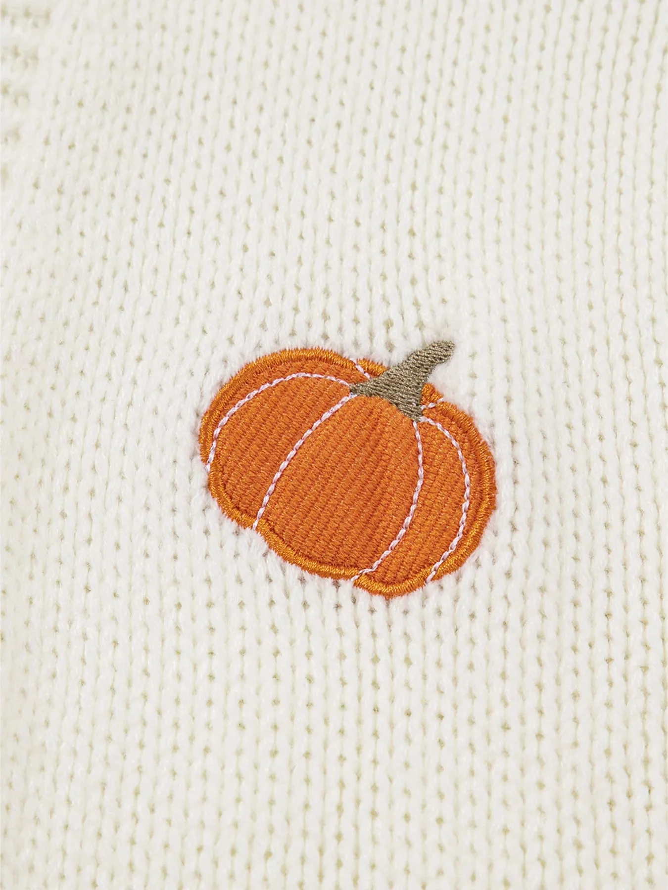 Pumpkin Embroidered Knit Cardigan Sweater in White