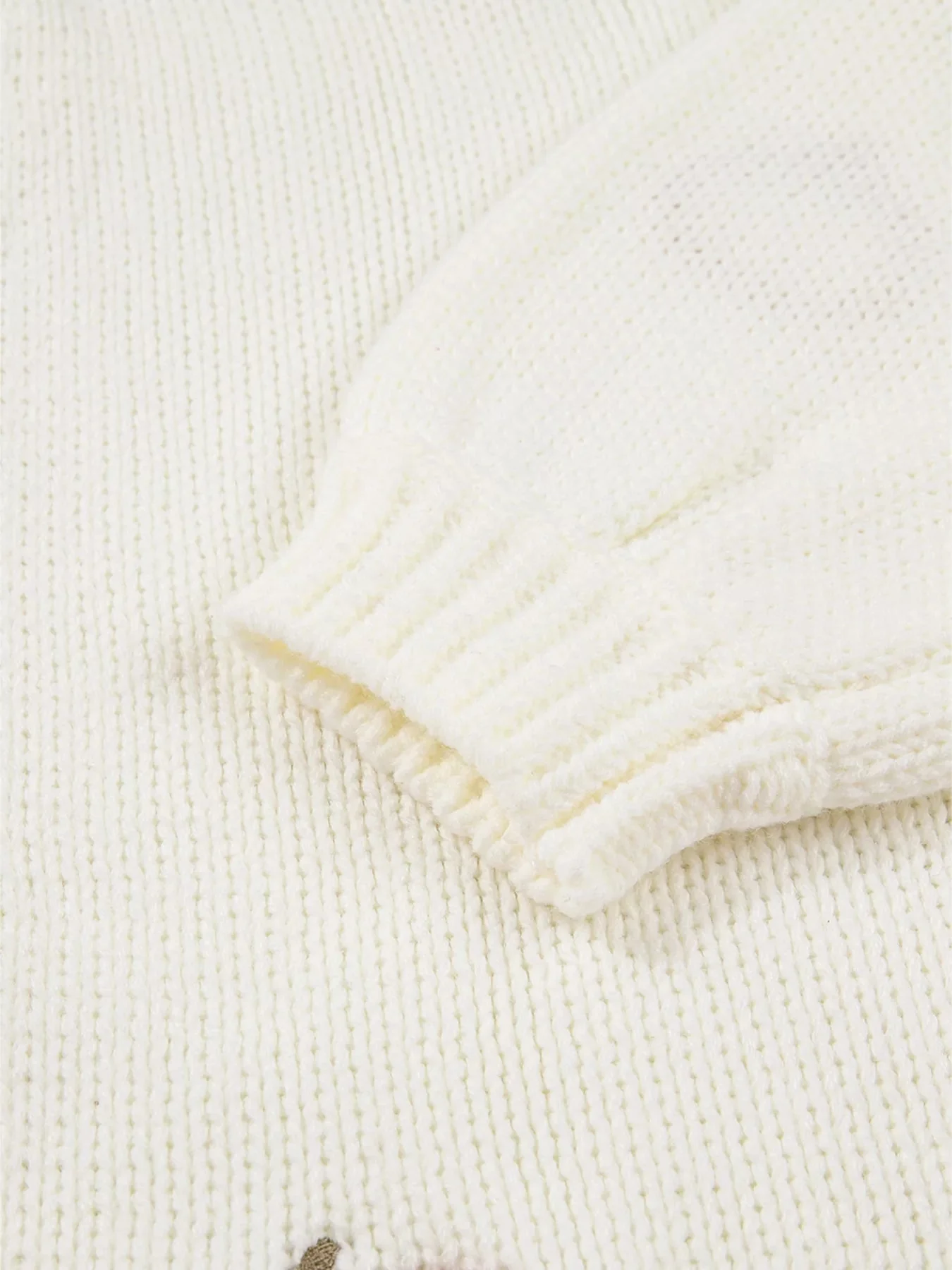 Pumpkin Embroidered Knit Cardigan Sweater in White