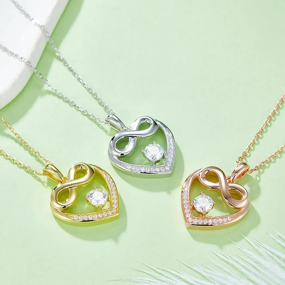 Heart Shaped Moissanite Sterling Silver Necklace