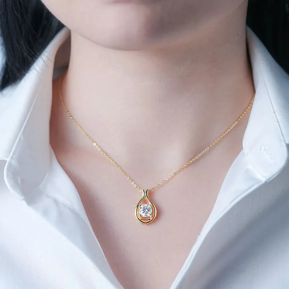 2 Carat Moissanite Sterling Silver Pendant Necklace