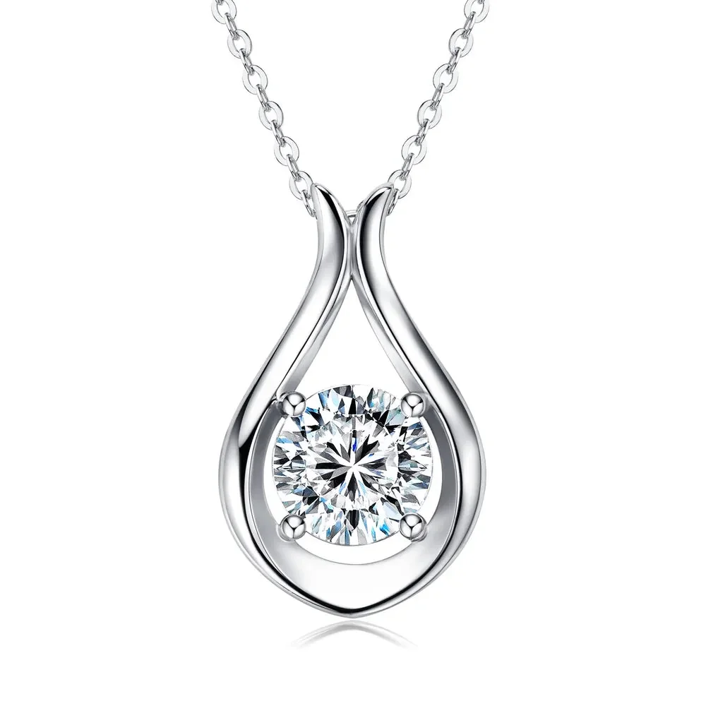 2 Carat Moissanite Sterling Silver Pendant Necklace
