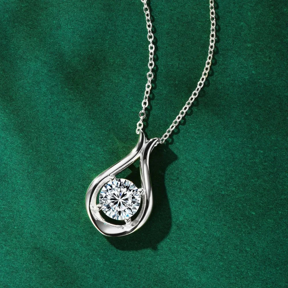 2 Carat Moissanite Sterling Silver Pendant Necklace