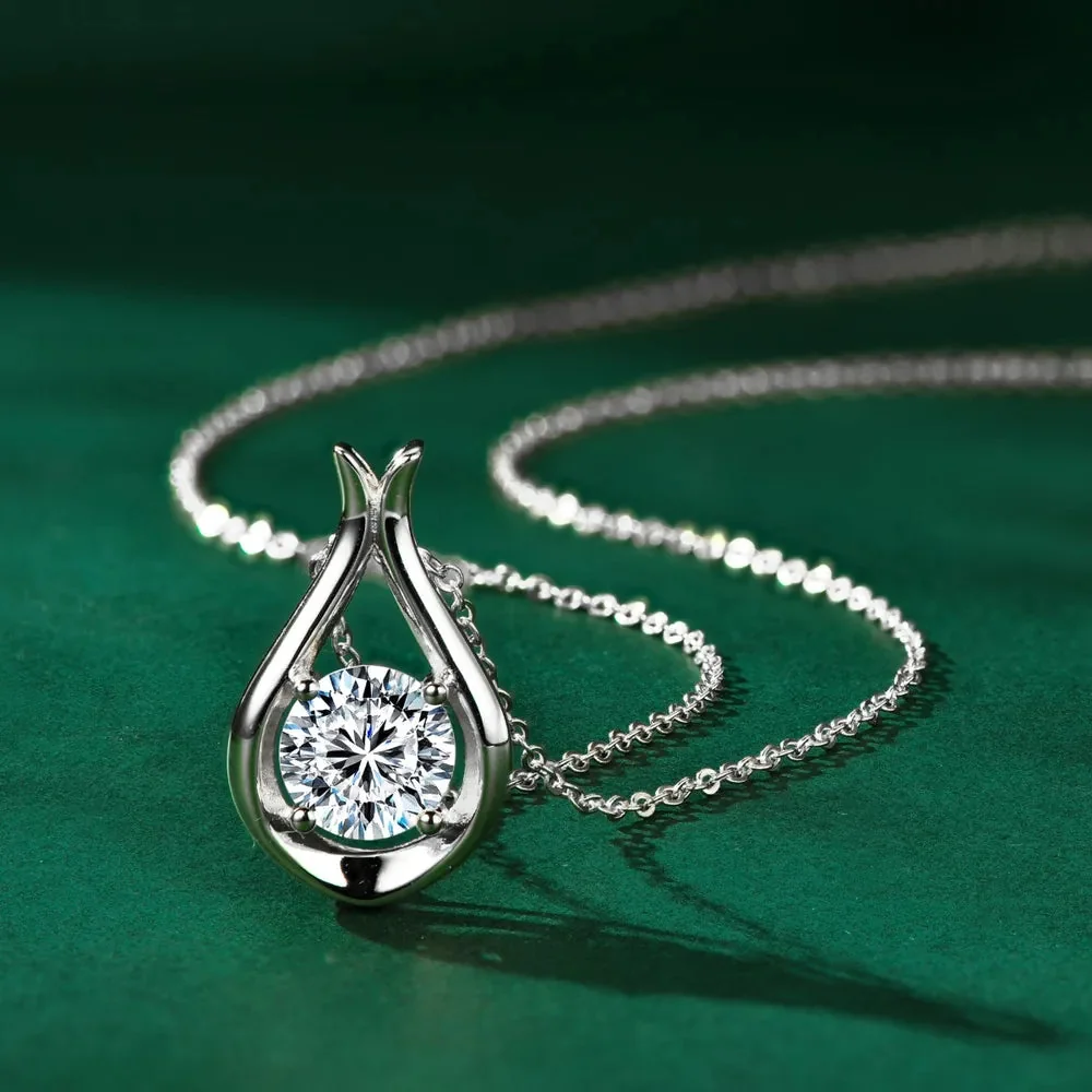 2 Carat Moissanite Sterling Silver Pendant Necklace