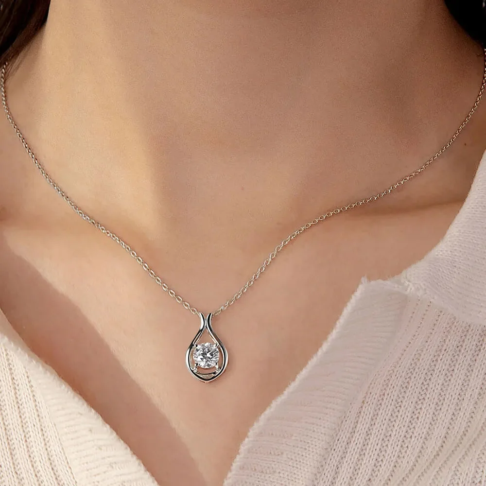 2 Carat Moissanite Sterling Silver Pendant Necklace