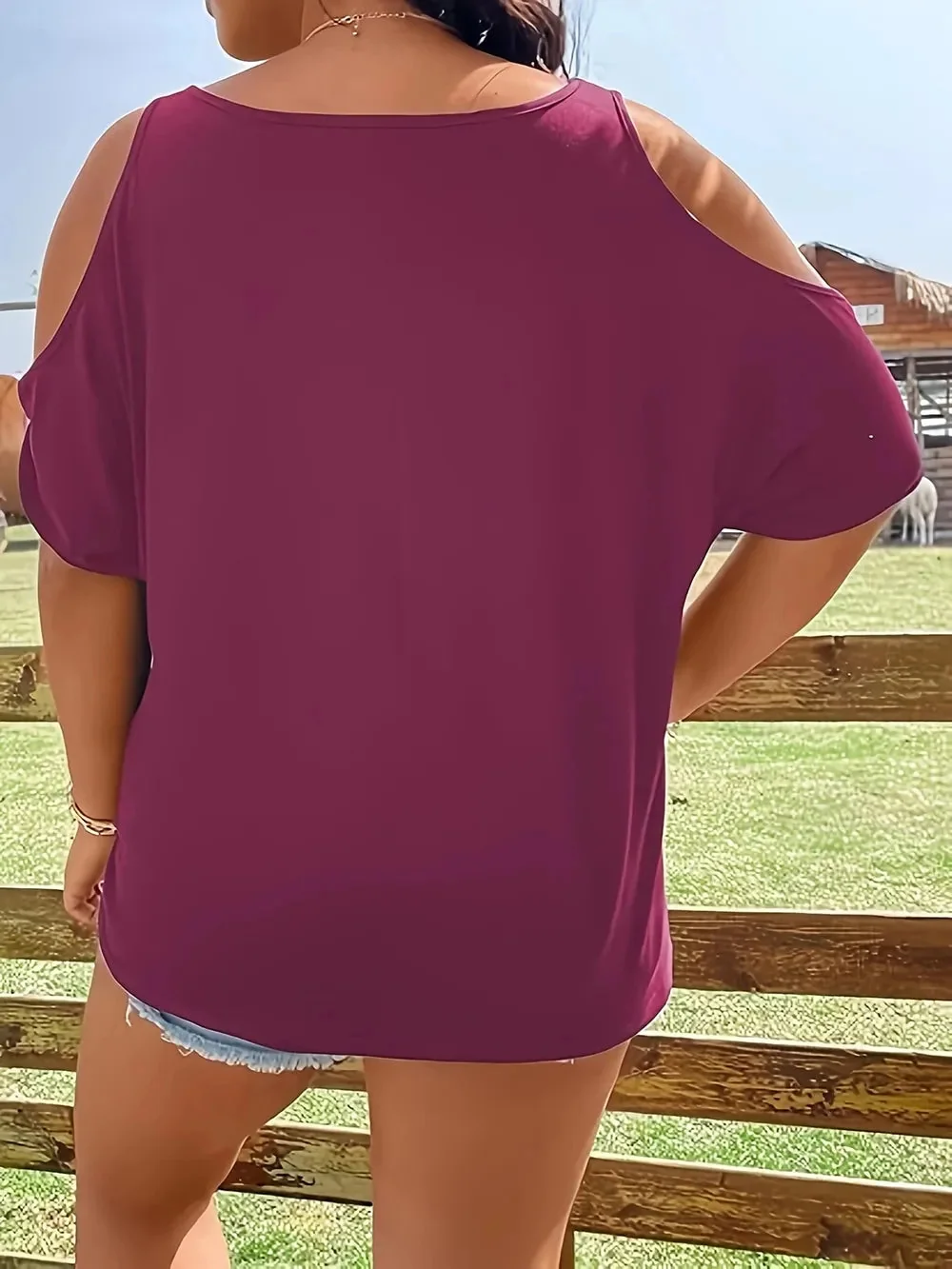 Womens Skeleton Graphic Cold Shoulder T-Shirt