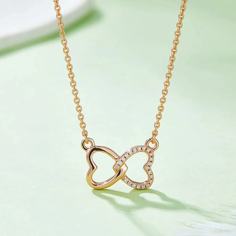 Heart Bow Moissanite Silver Necklace - Elegant Womens Jewelry