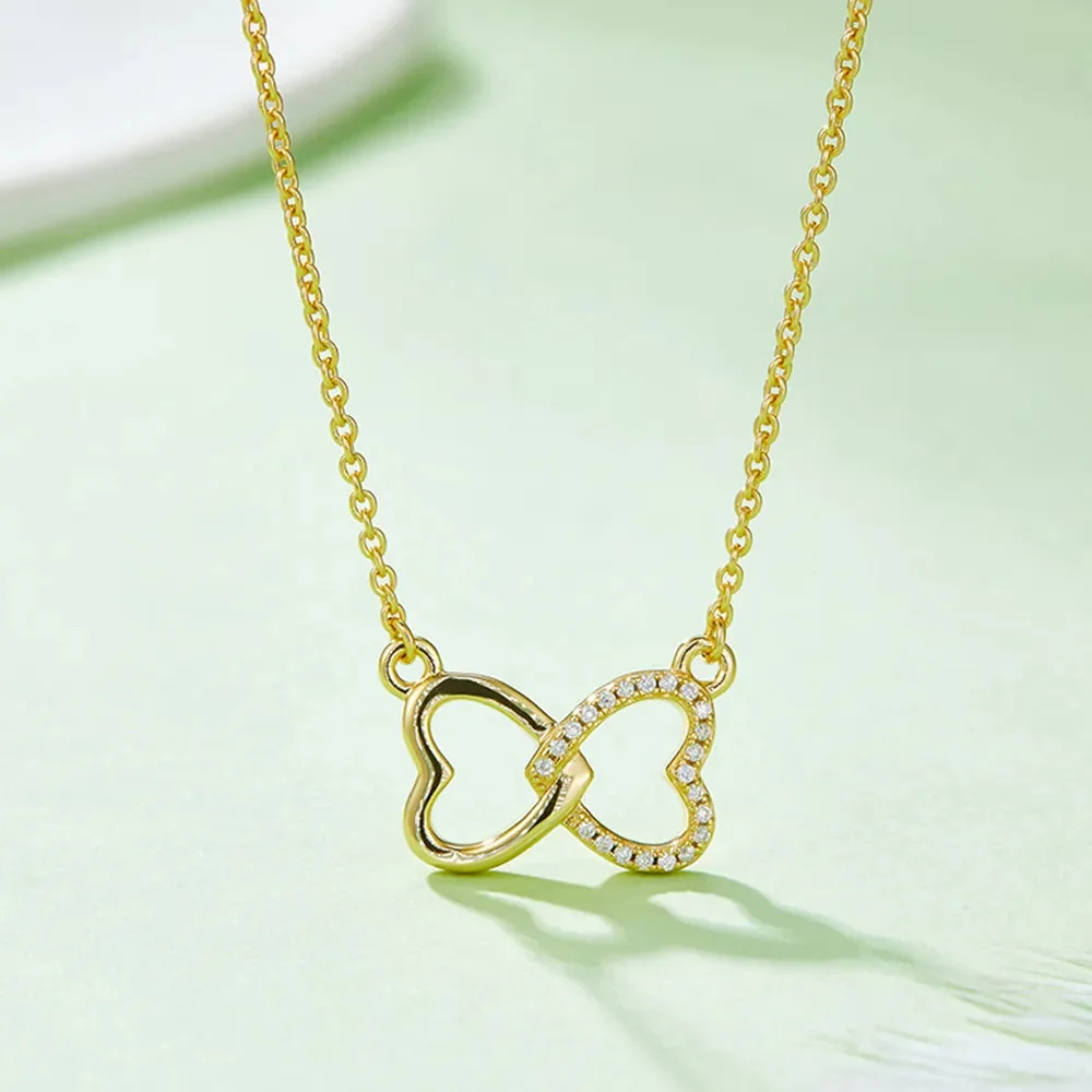 Heart Bow Moissanite Silver Necklace - Elegant Womens Jewelry