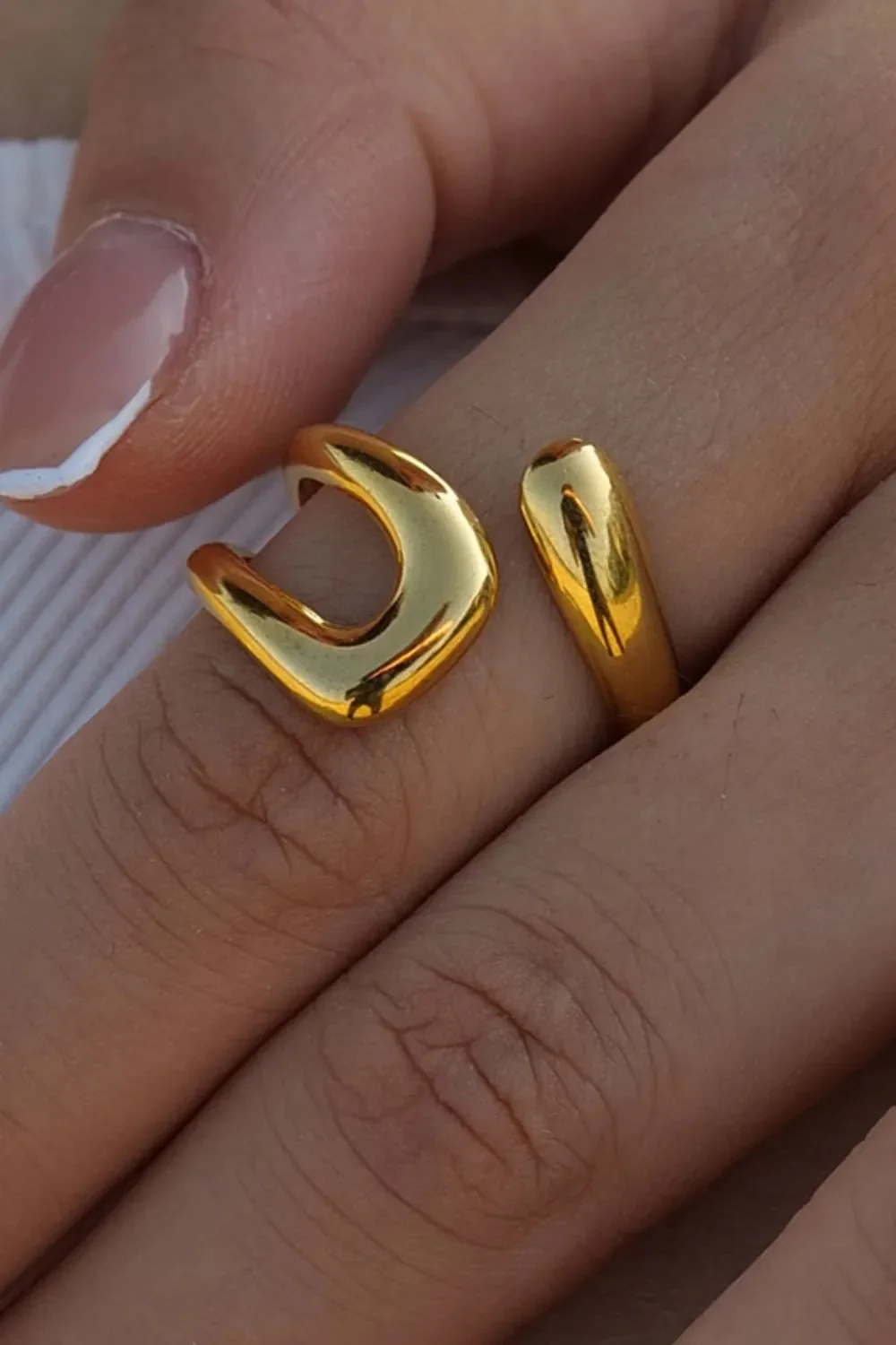 Geometric Twisted Gold Plated Adjustable Ring