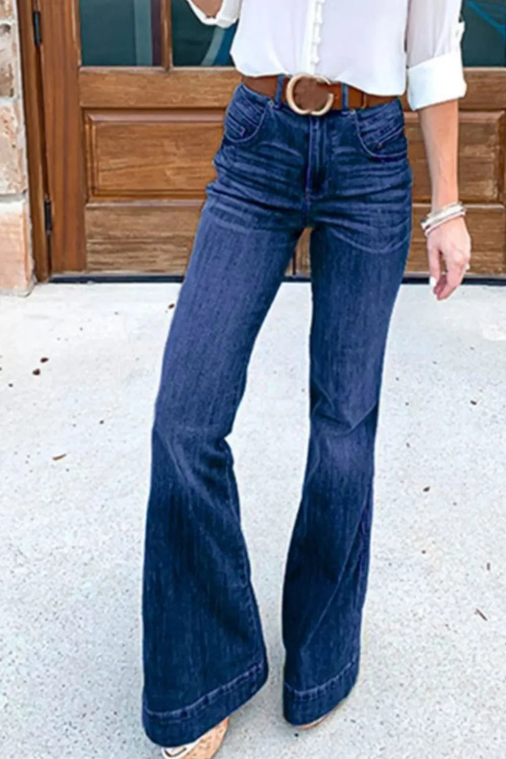 Classic Full-Length Denim Jeans with Pockets