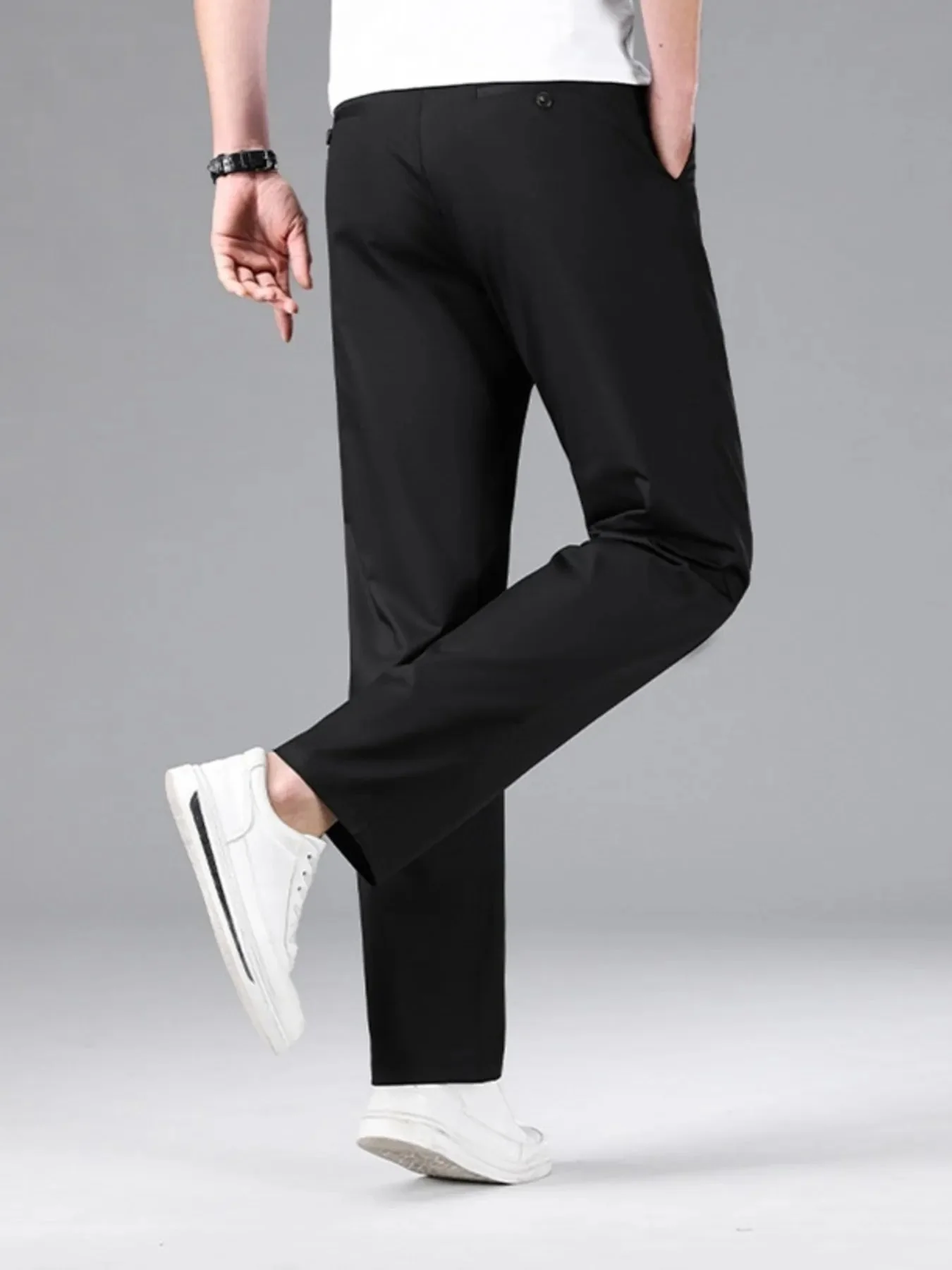 Mens Gray Loose Fit Cargo Pants