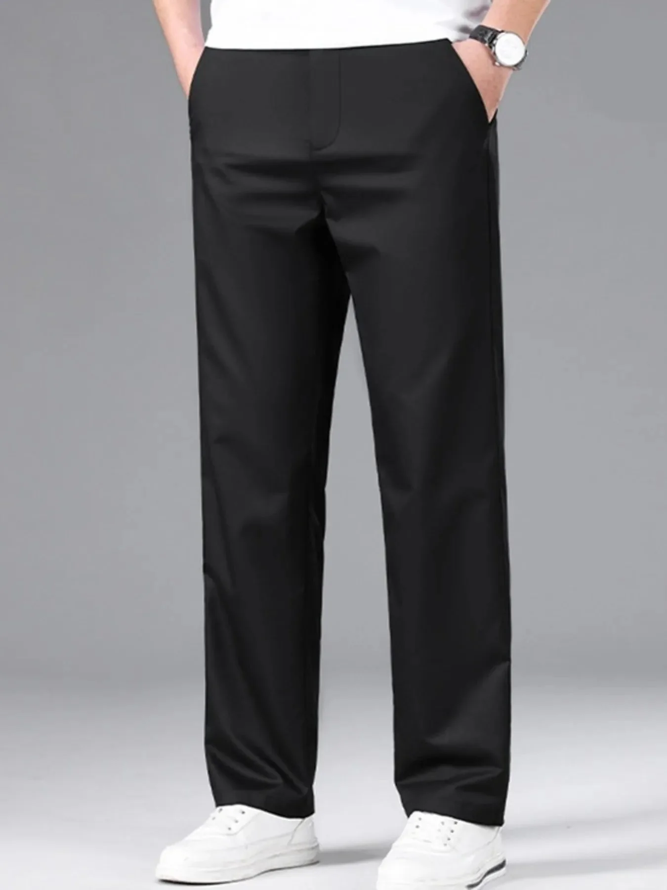 Mens Gray Loose Fit Cargo Pants