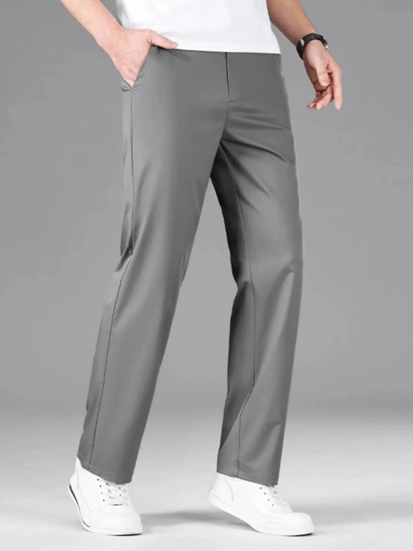 Mens Gray Loose Fit Cargo Pants