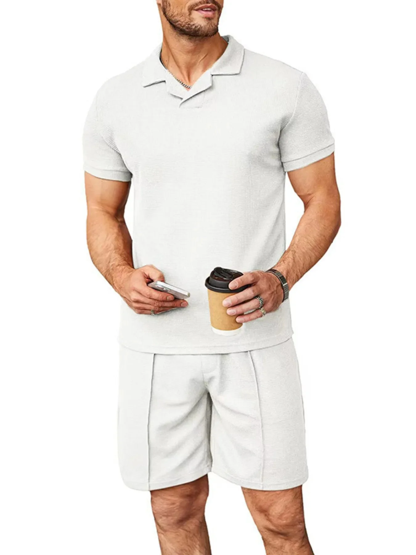 Mens Plus Size Top and Shorts Set - Comfortable Casual Outfit