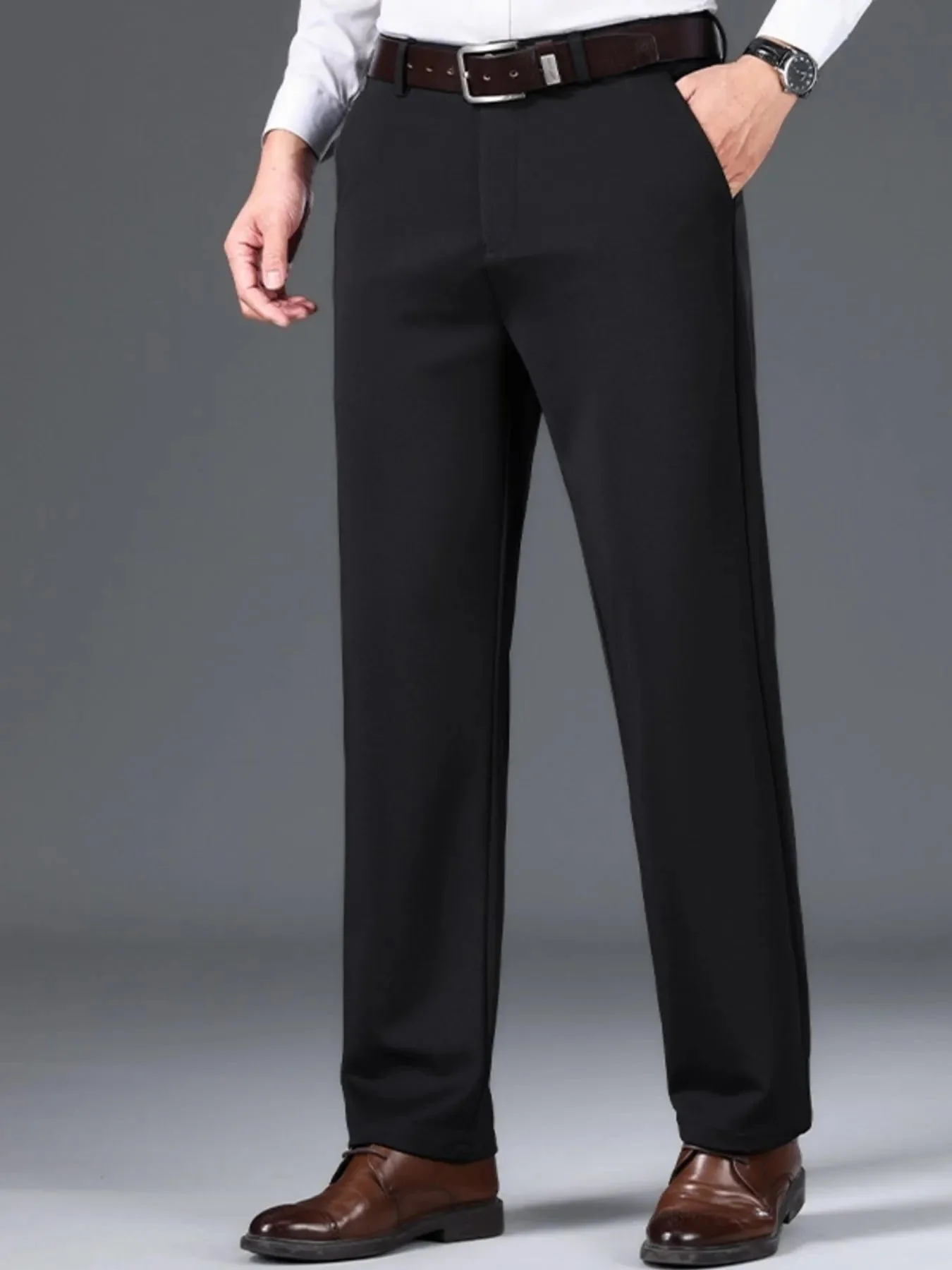 Breathable Pocketed Black Pants for Men