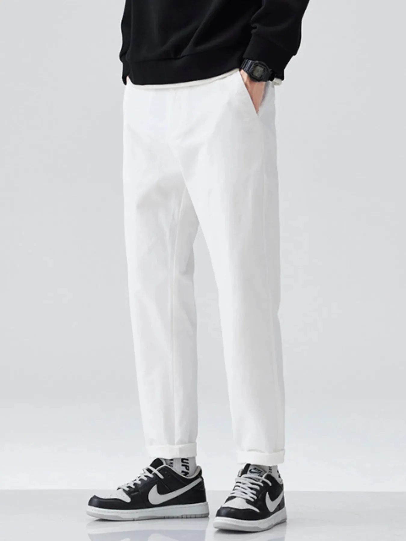 Mens Khaki Straight Leg Casual Pants