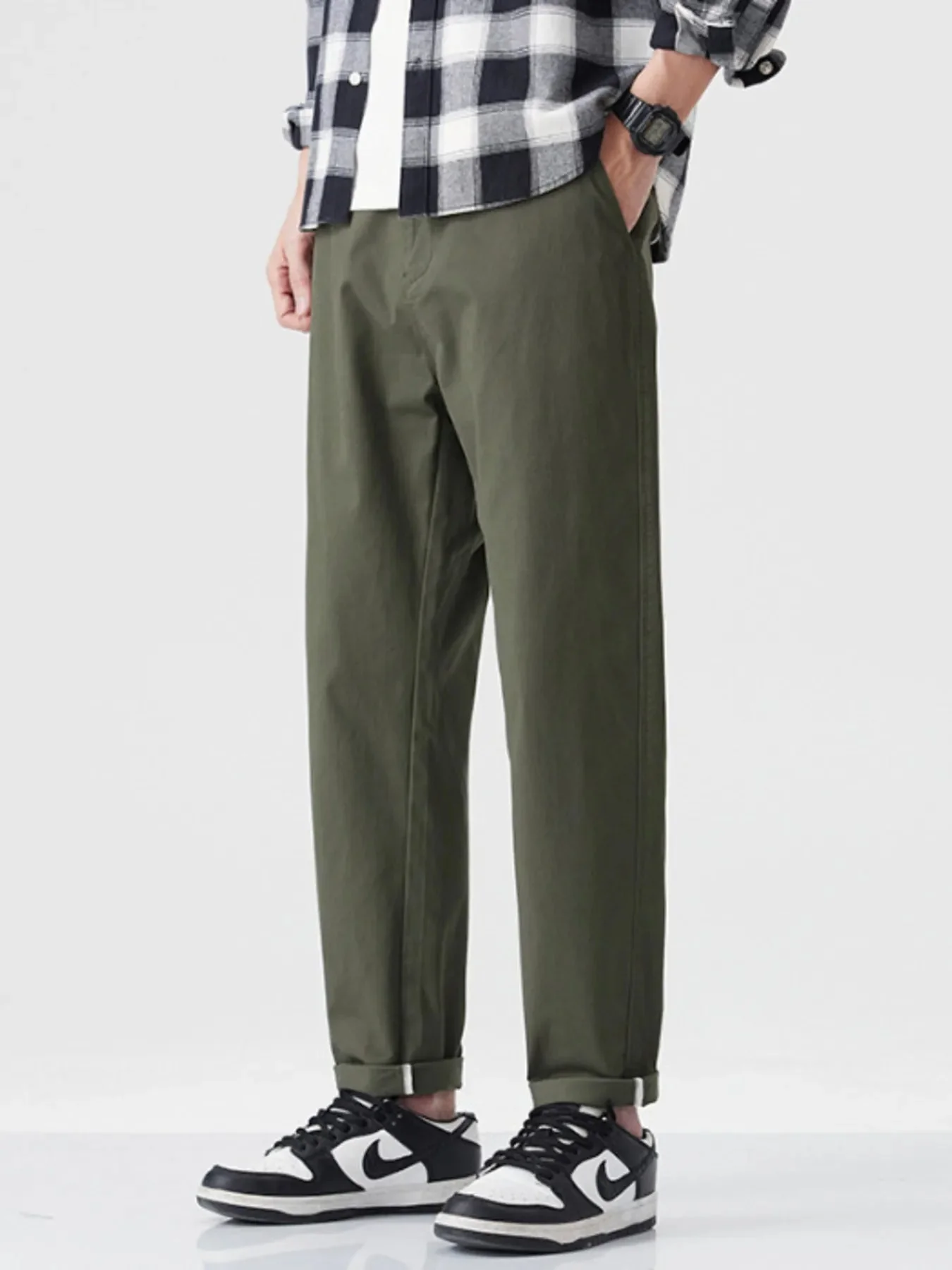 Mens Khaki Straight Leg Casual Pants