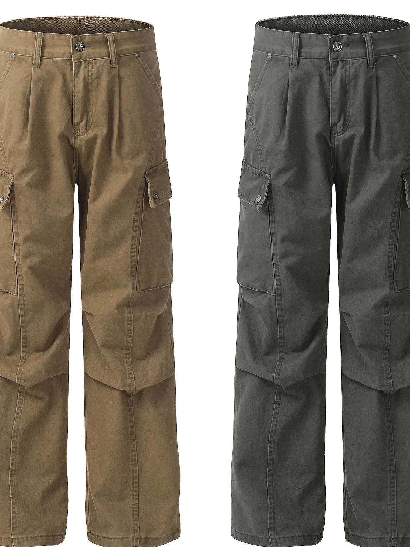 Mens Brown Cargo Pants Straight Fit