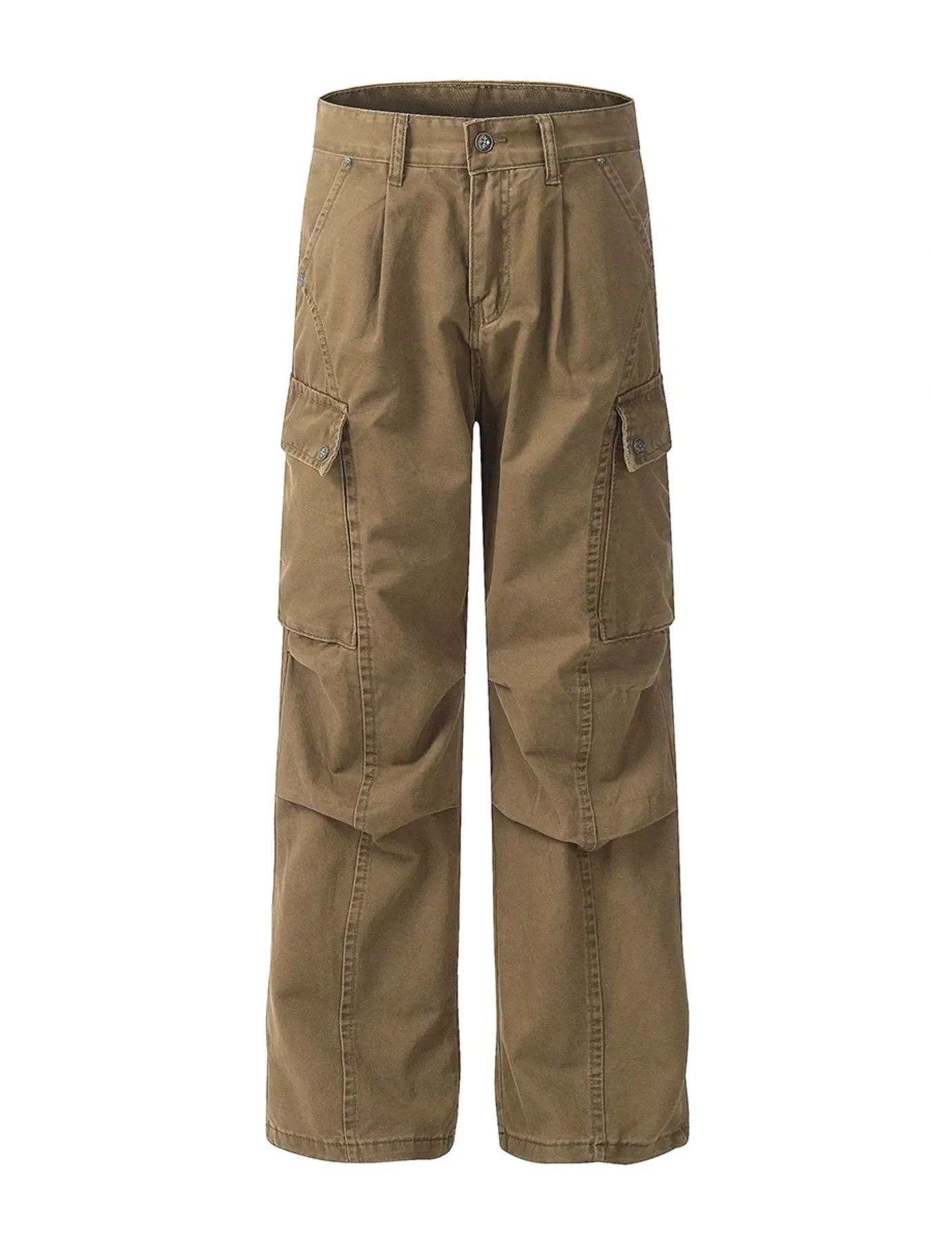 Mens Brown Cargo Pants Straight Fit