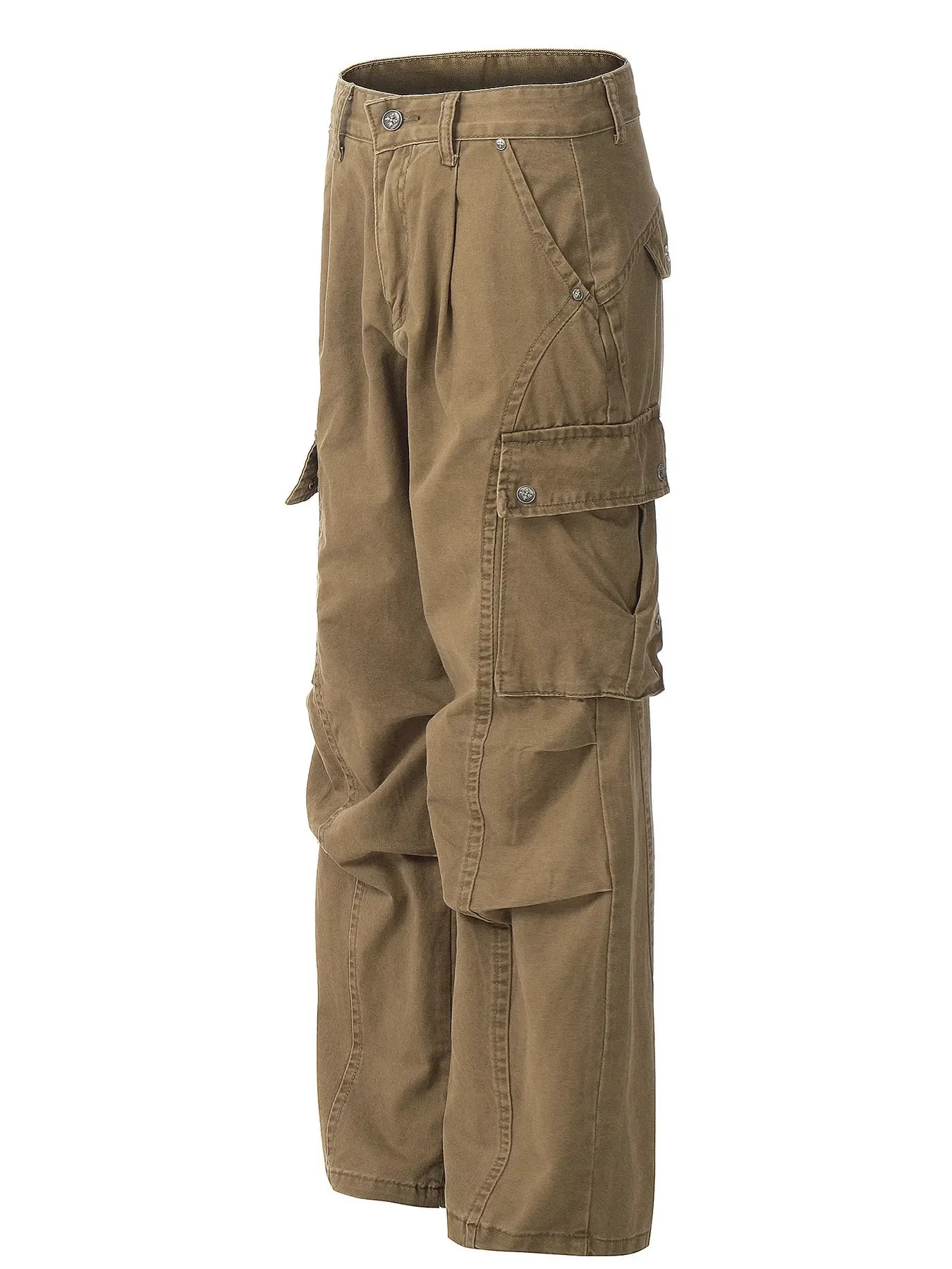 Mens Brown Cargo Pants Straight Fit