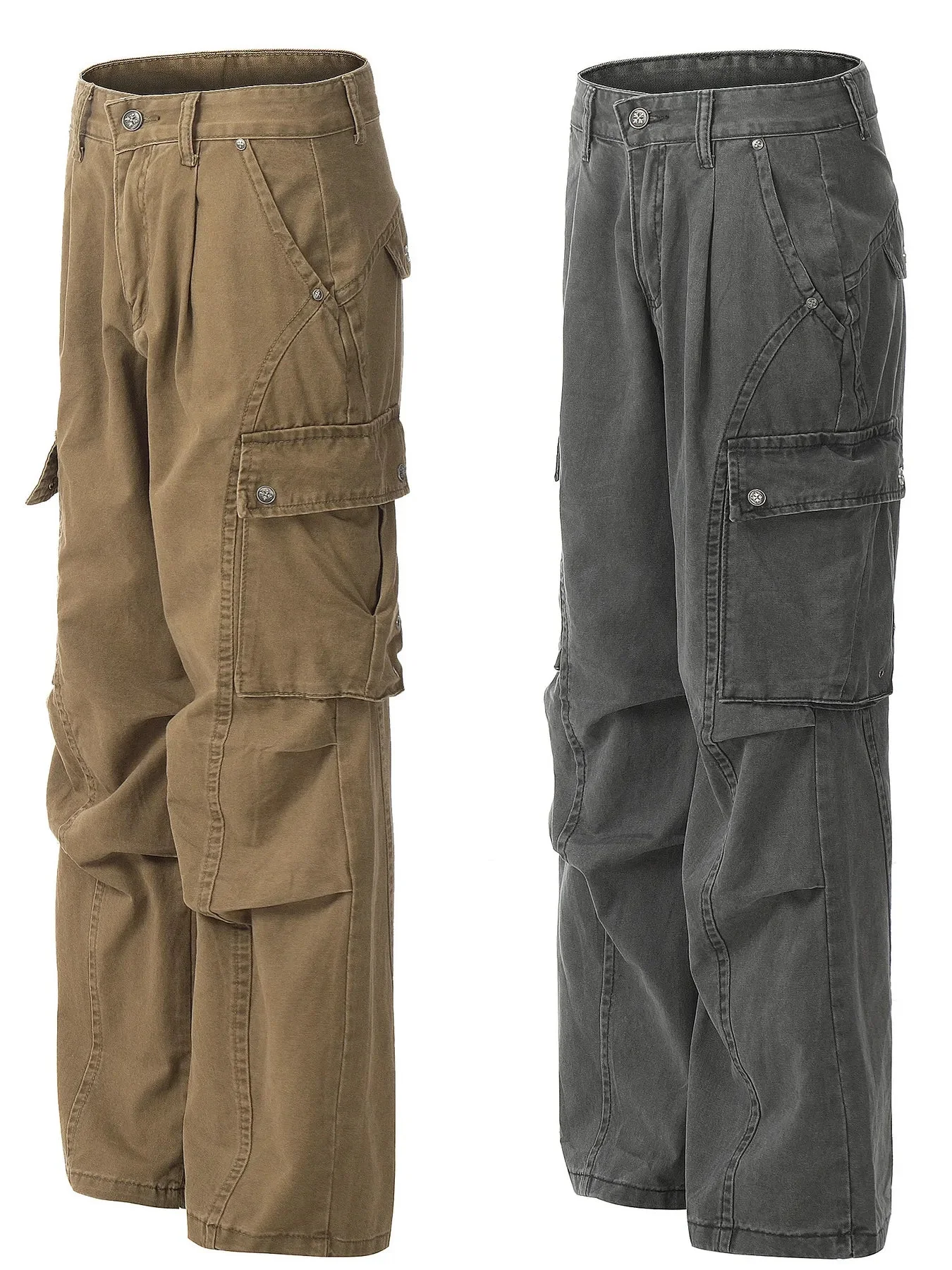 Mens Brown Cargo Pants Straight Fit