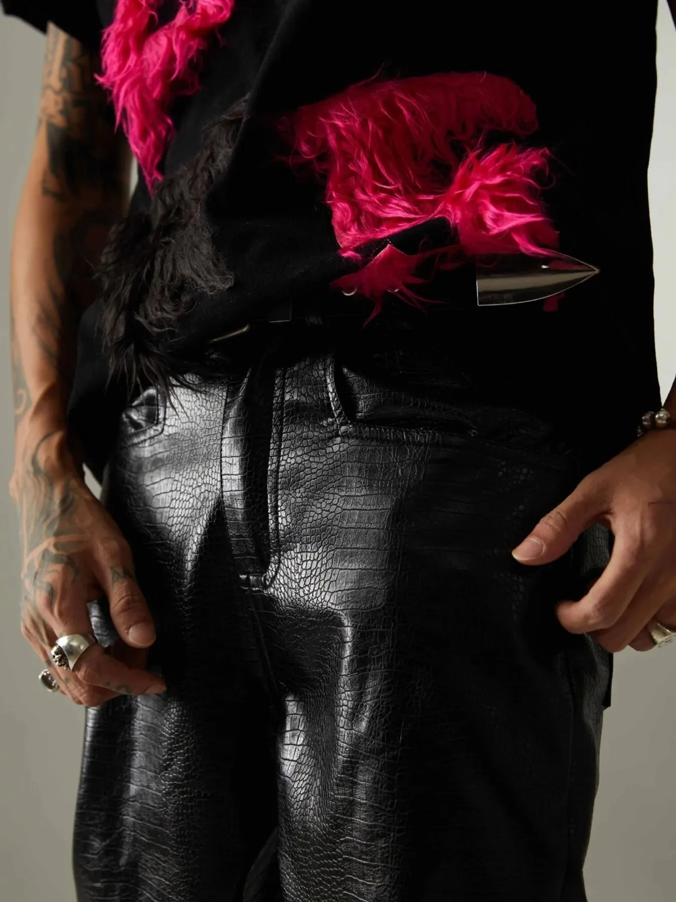 Mens Ruched Lightweight Pants - Black Zip Back