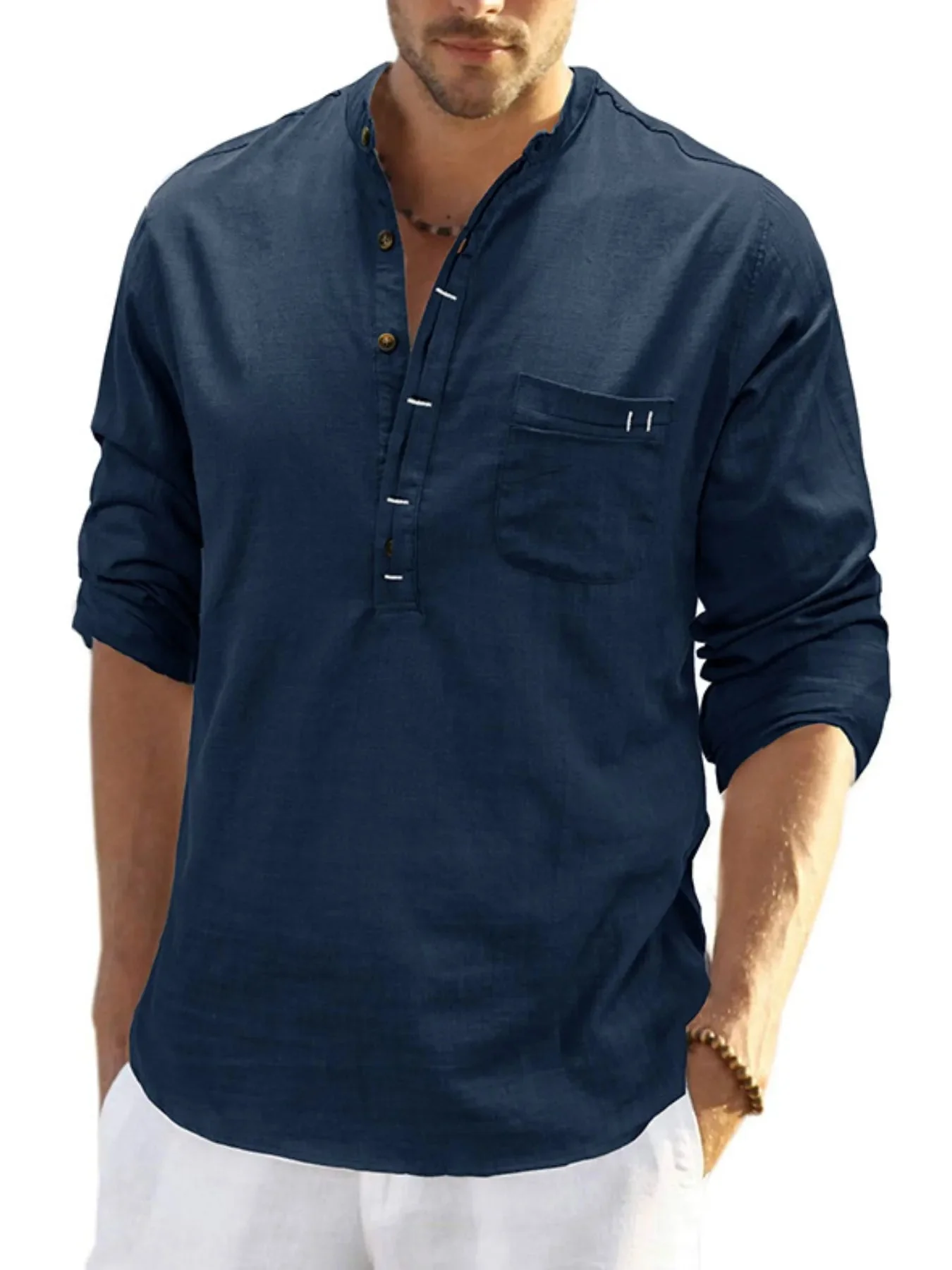 Mens Buttoned Polo Shirt in Basic Style