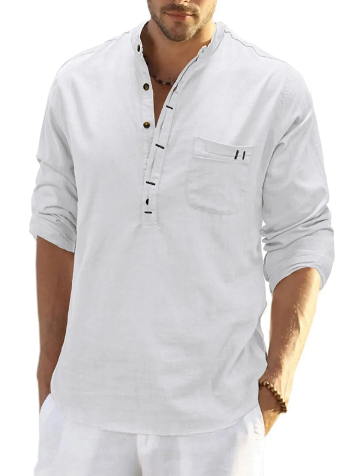 Mens Buttoned Polo Shirt in Basic Style