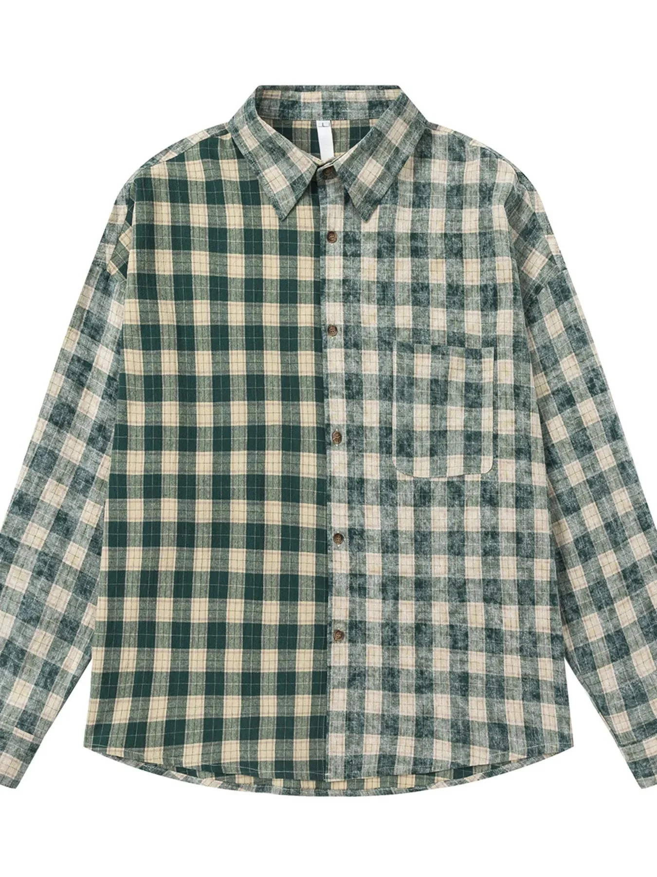 Mens Plaid Long Sleeve Button-Up Shirt